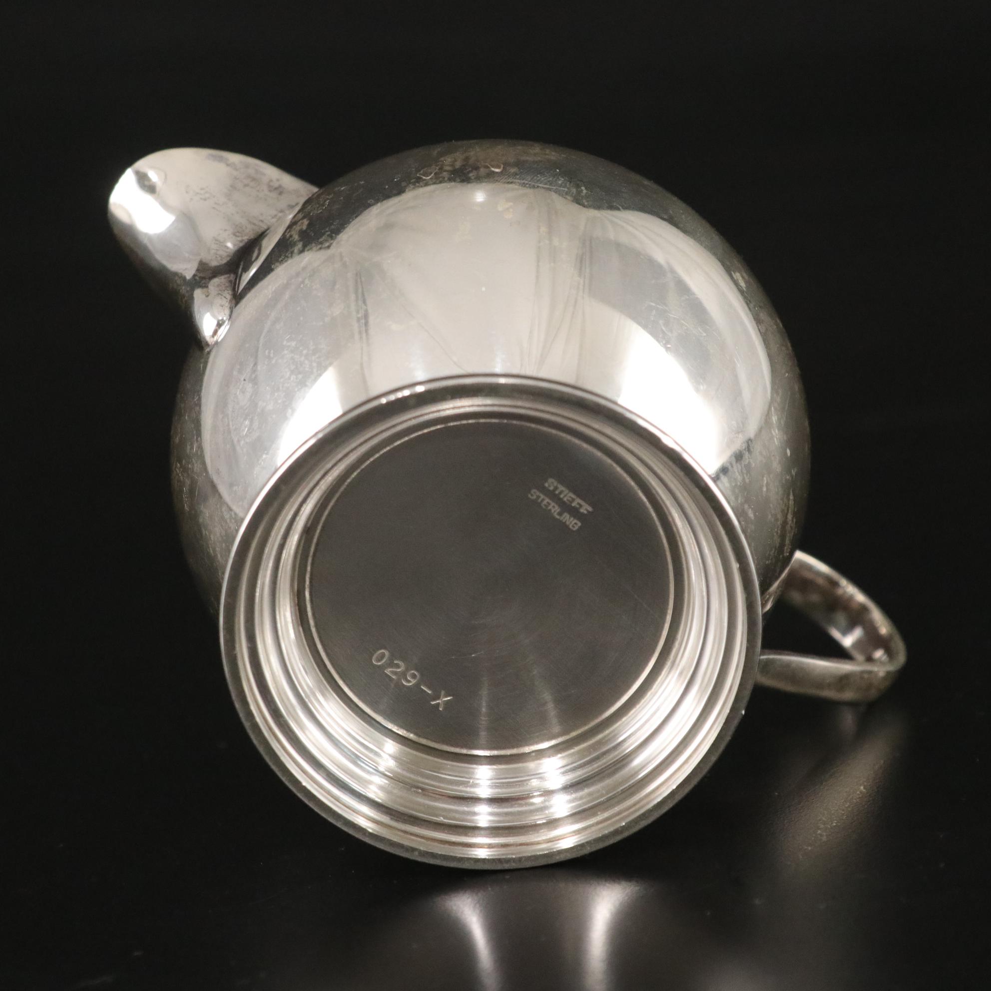 Steiff Sterling Creamer with Russian Silver Niello Cup and Saucer