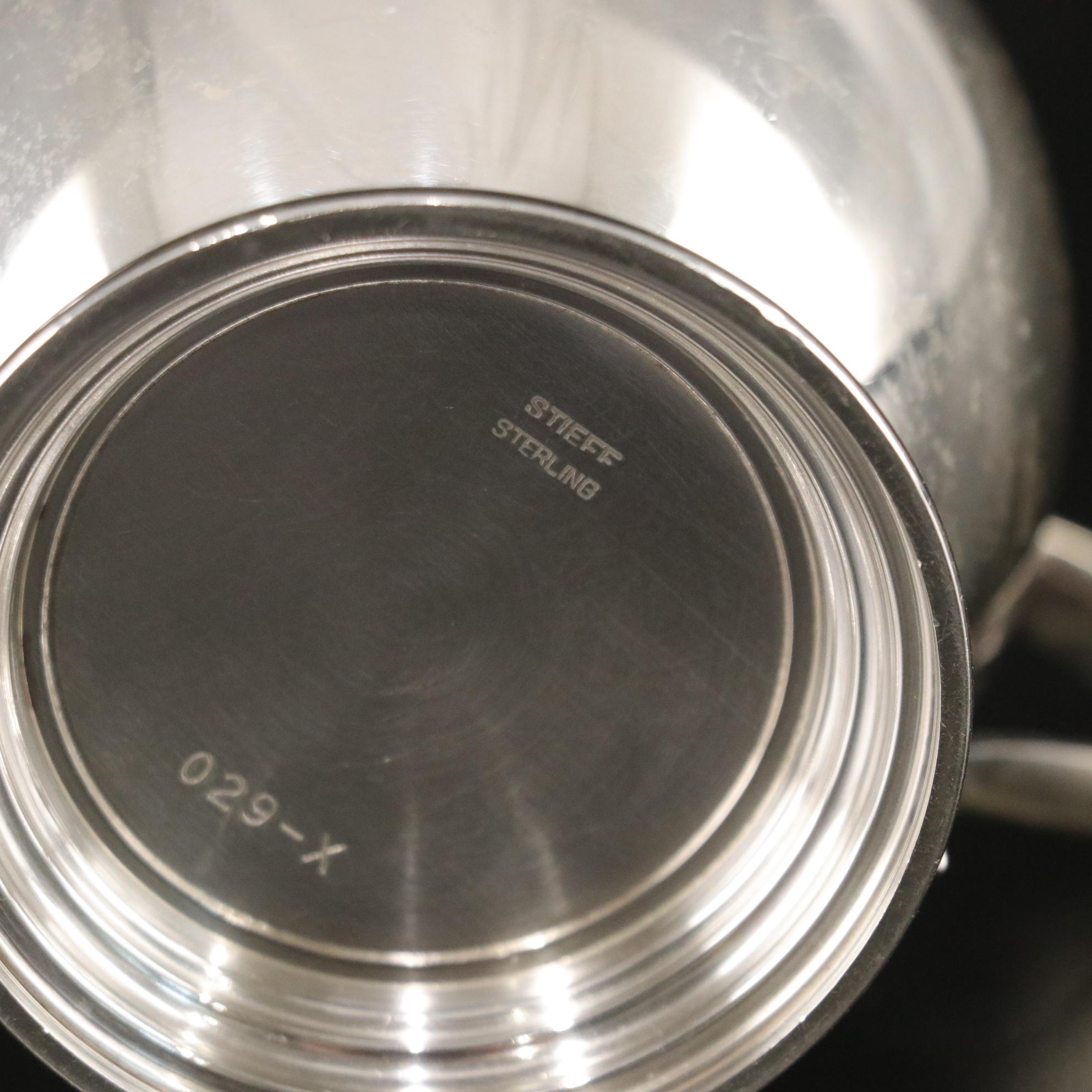 Steiff Sterling Creamer with Russian Silver Niello Cup and Saucer