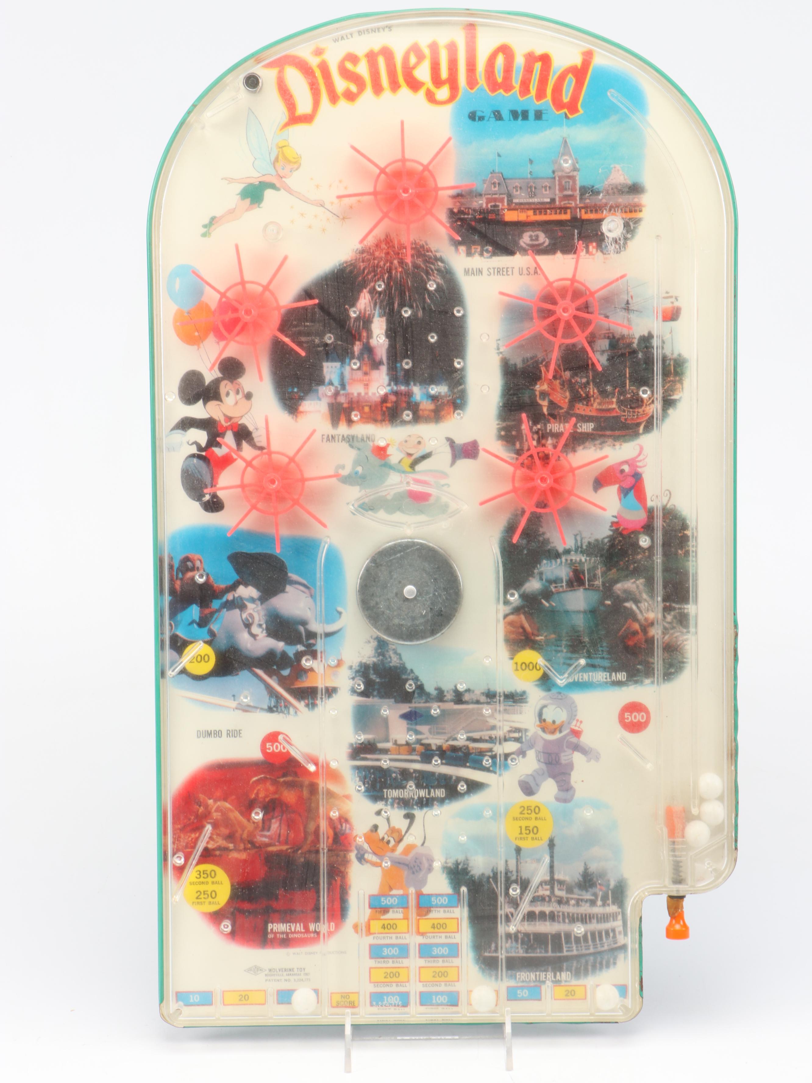 Disneyland Pinball Game with Hillerich & Bradsby Louisville Slugger Baseball Bat