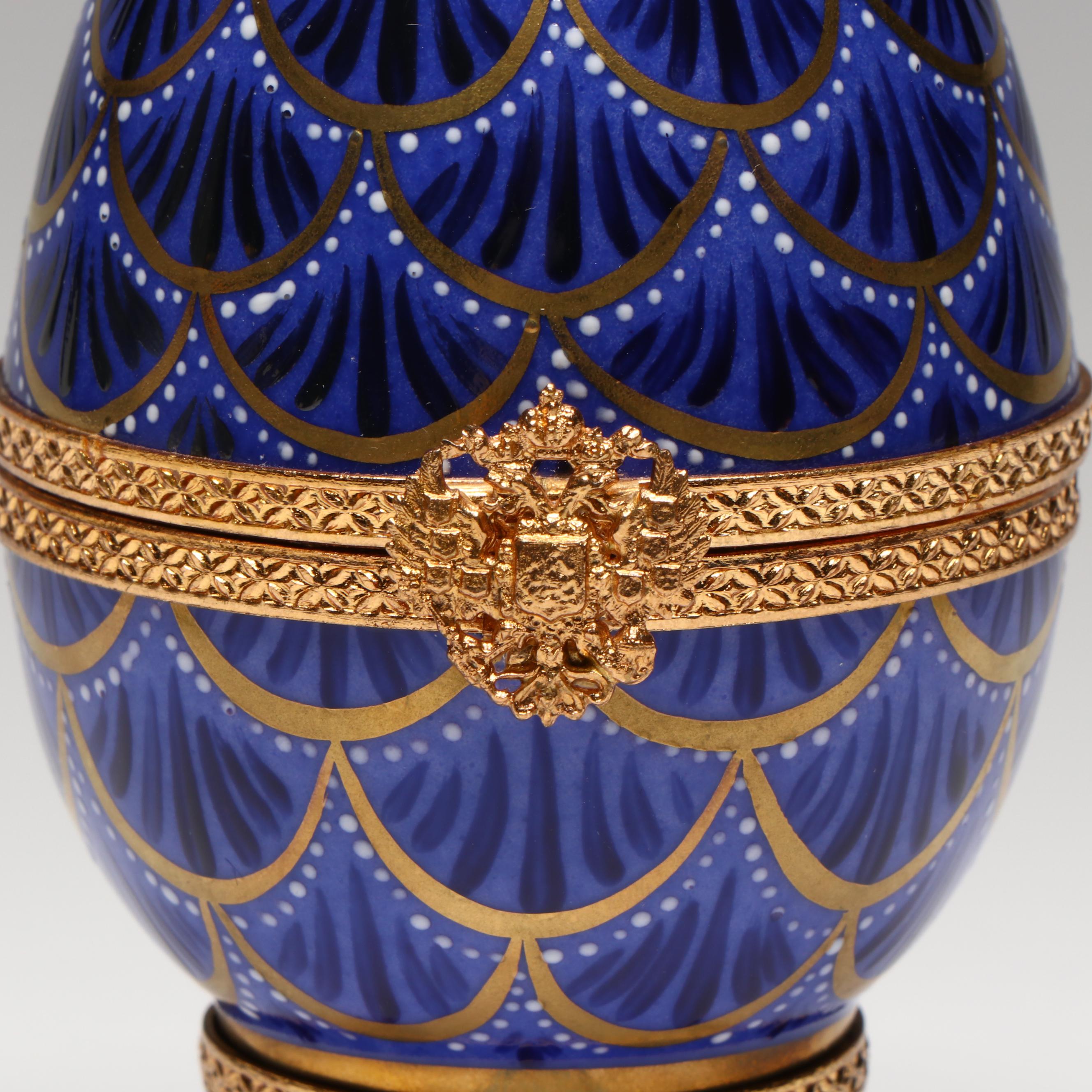 French Limoges Hand-Painted Fabergé Pine Cone Egg