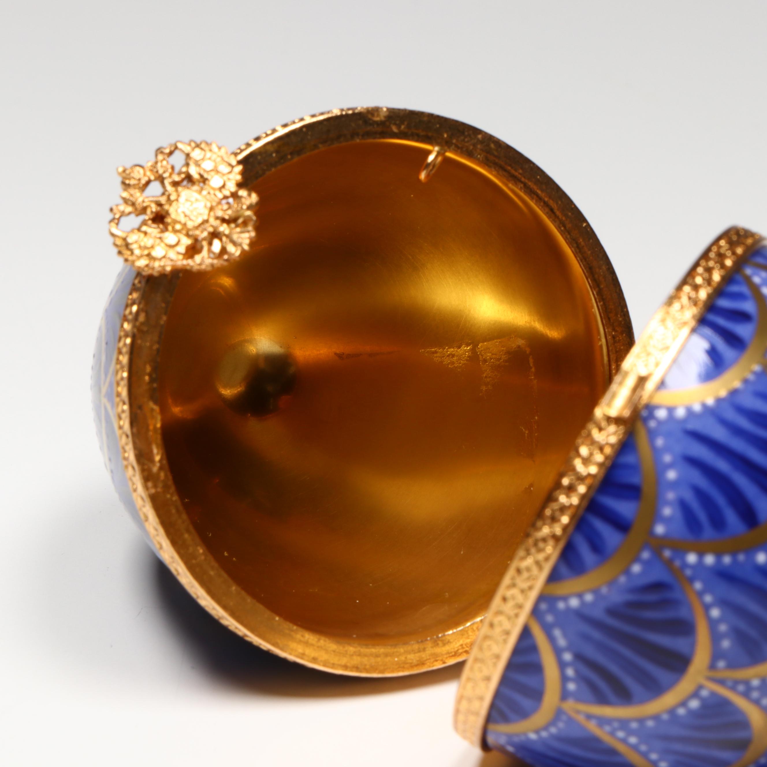 French Limoges Hand-Painted Fabergé Pine Cone Egg