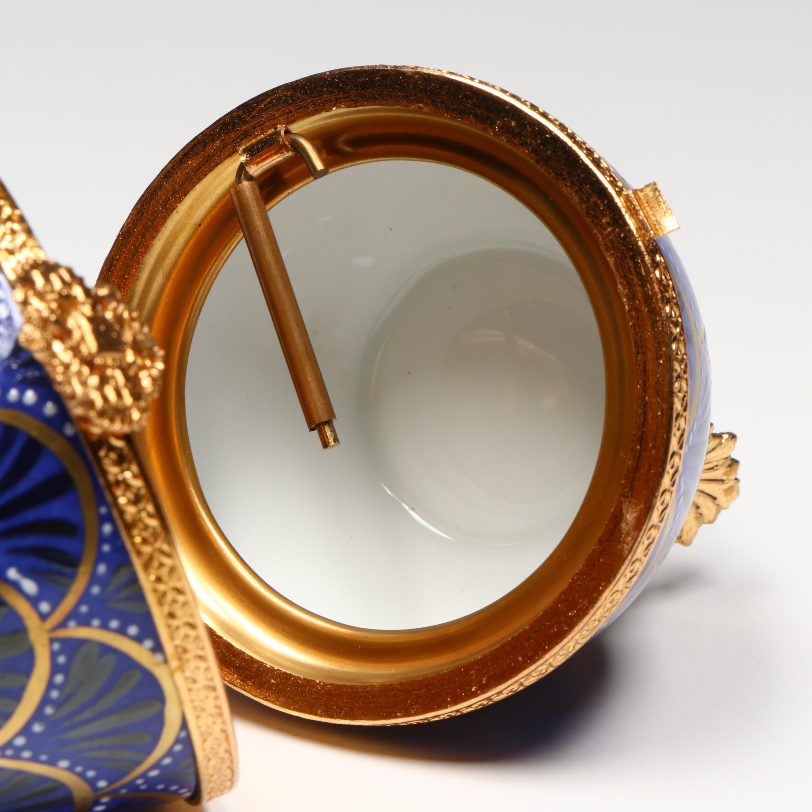 French Limoges Hand-Painted Fabergé Pine Cone Egg