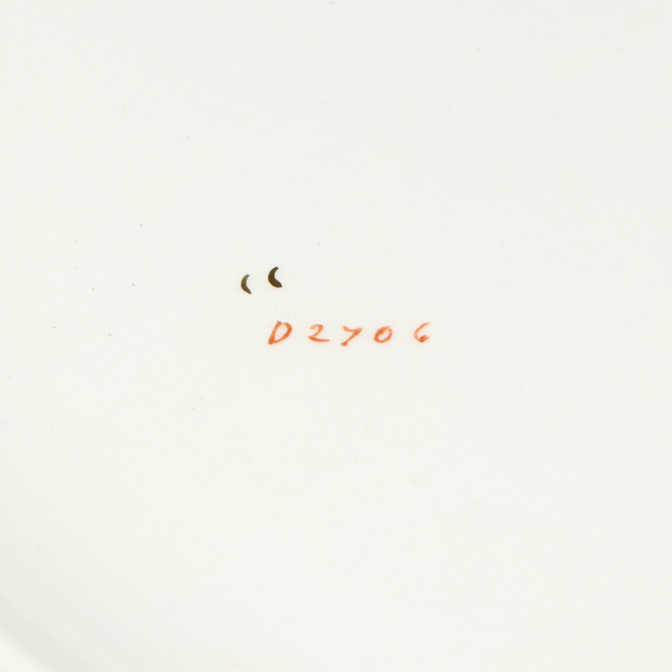 Haviland Style Gilt Edge Porcelain Basin or Serving Bowl with Rose Cluster Motif