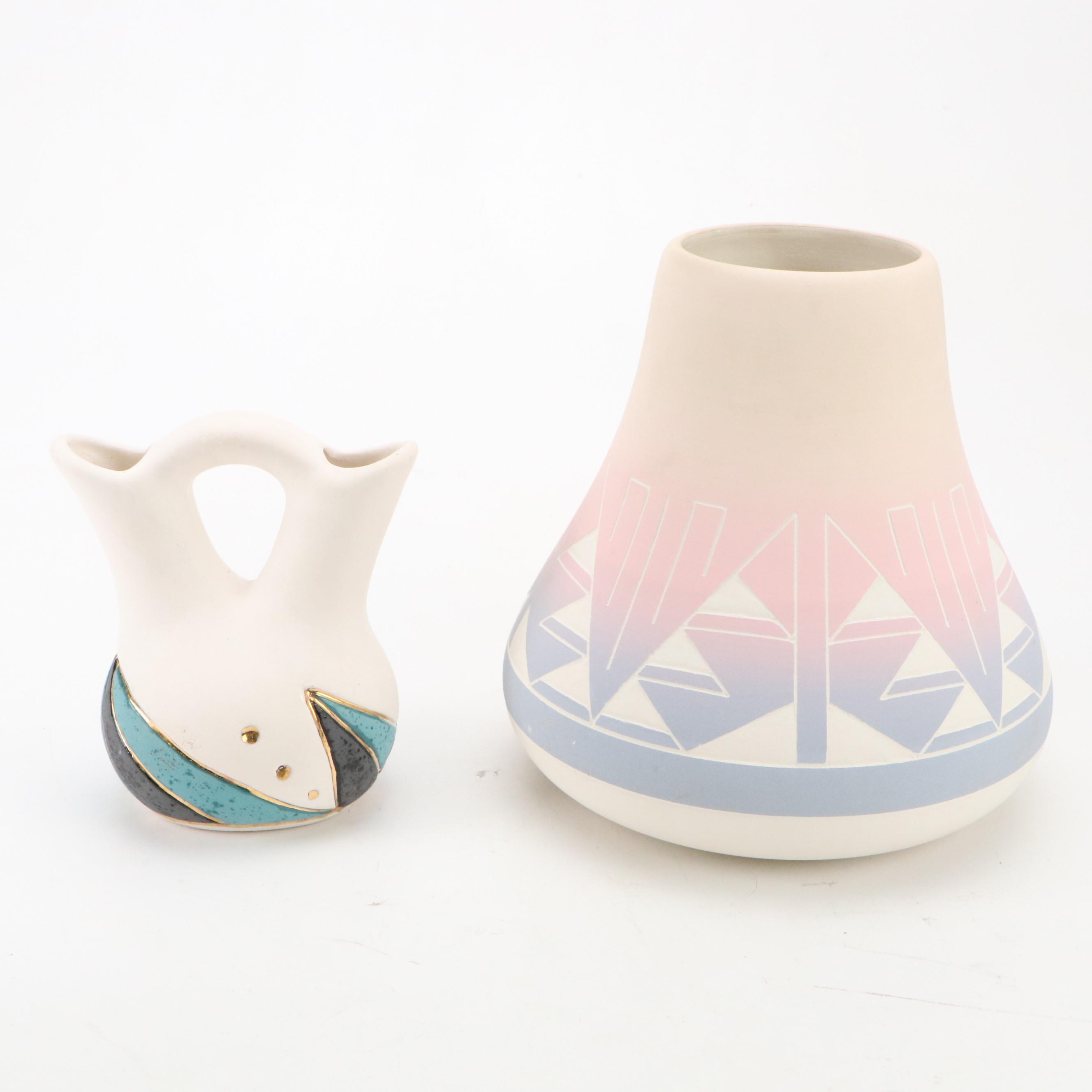Nizhoni Pottery Wedding Vase with  Martin Decory Sioux Pastel Vase and More