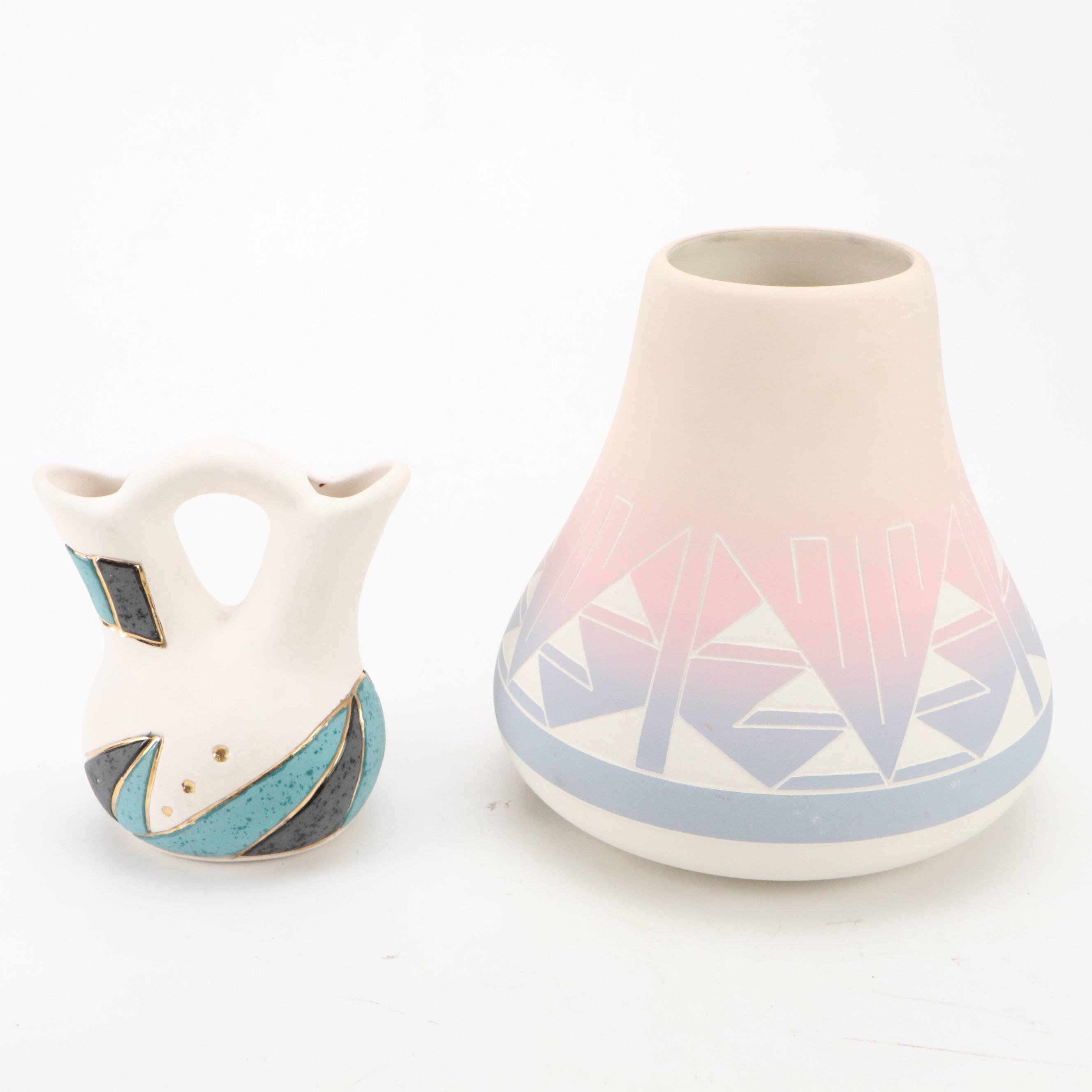 Nizhoni Pottery Wedding Vase with  Martin Decory Sioux Pastel Vase and More