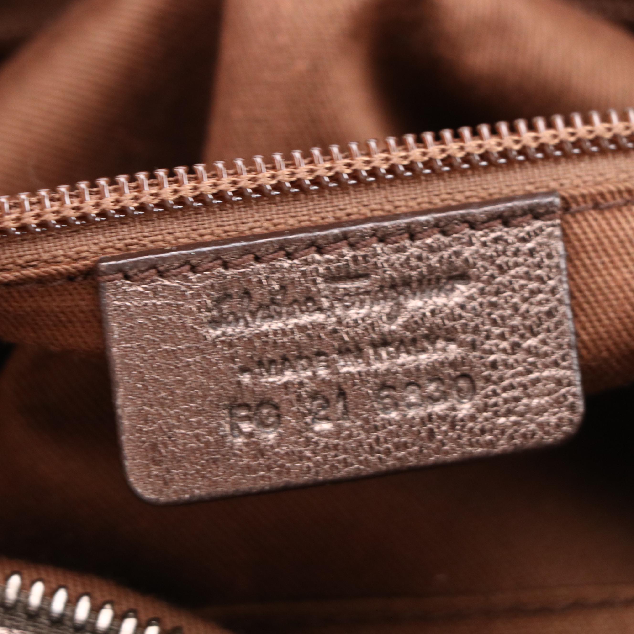 Salvatore Ferragamo Front Zip Hinged Shoulder Bag in Metallic Bronze Leather