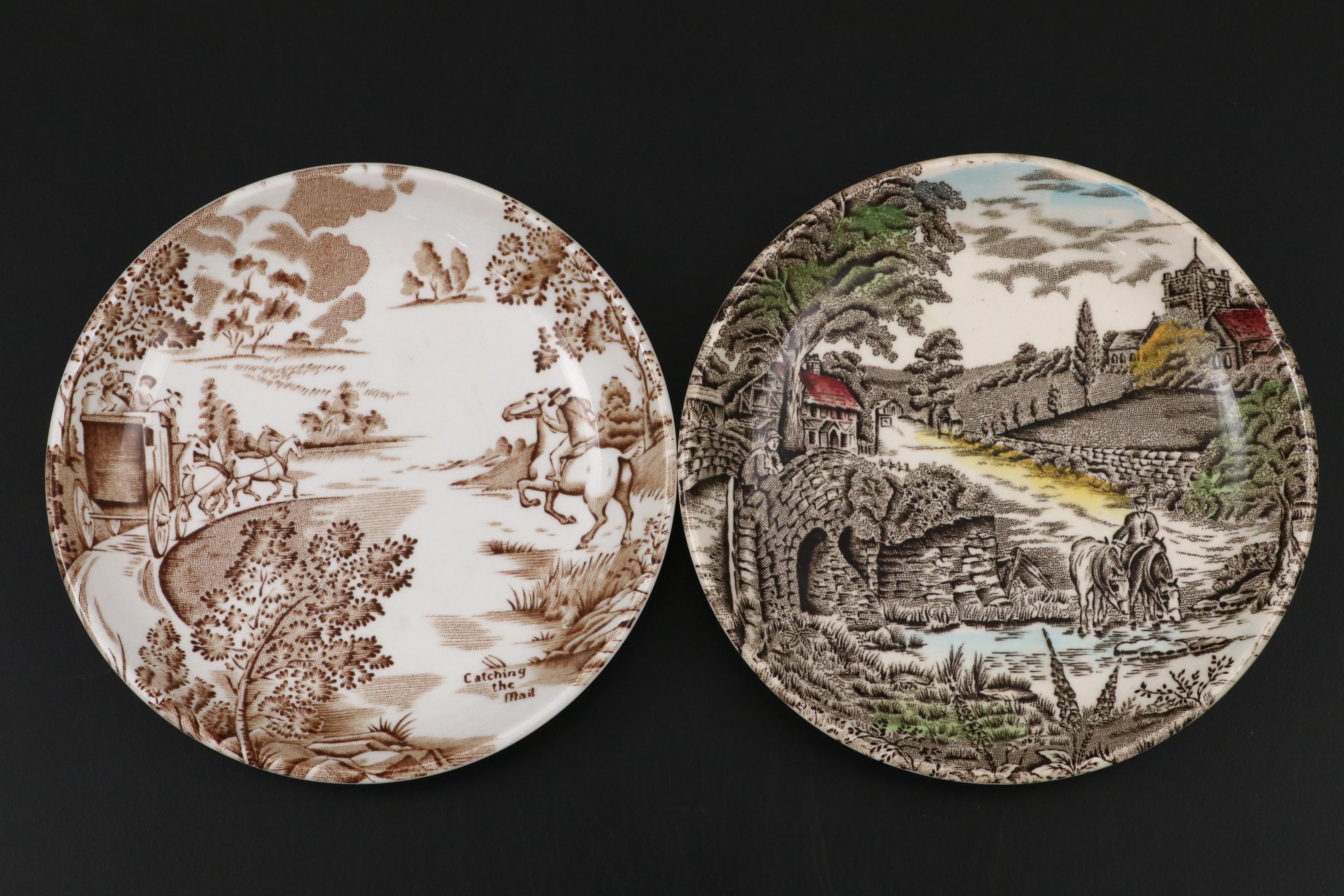 Williamsburg Restoration ODU Delft Cainsters with Other English Plates