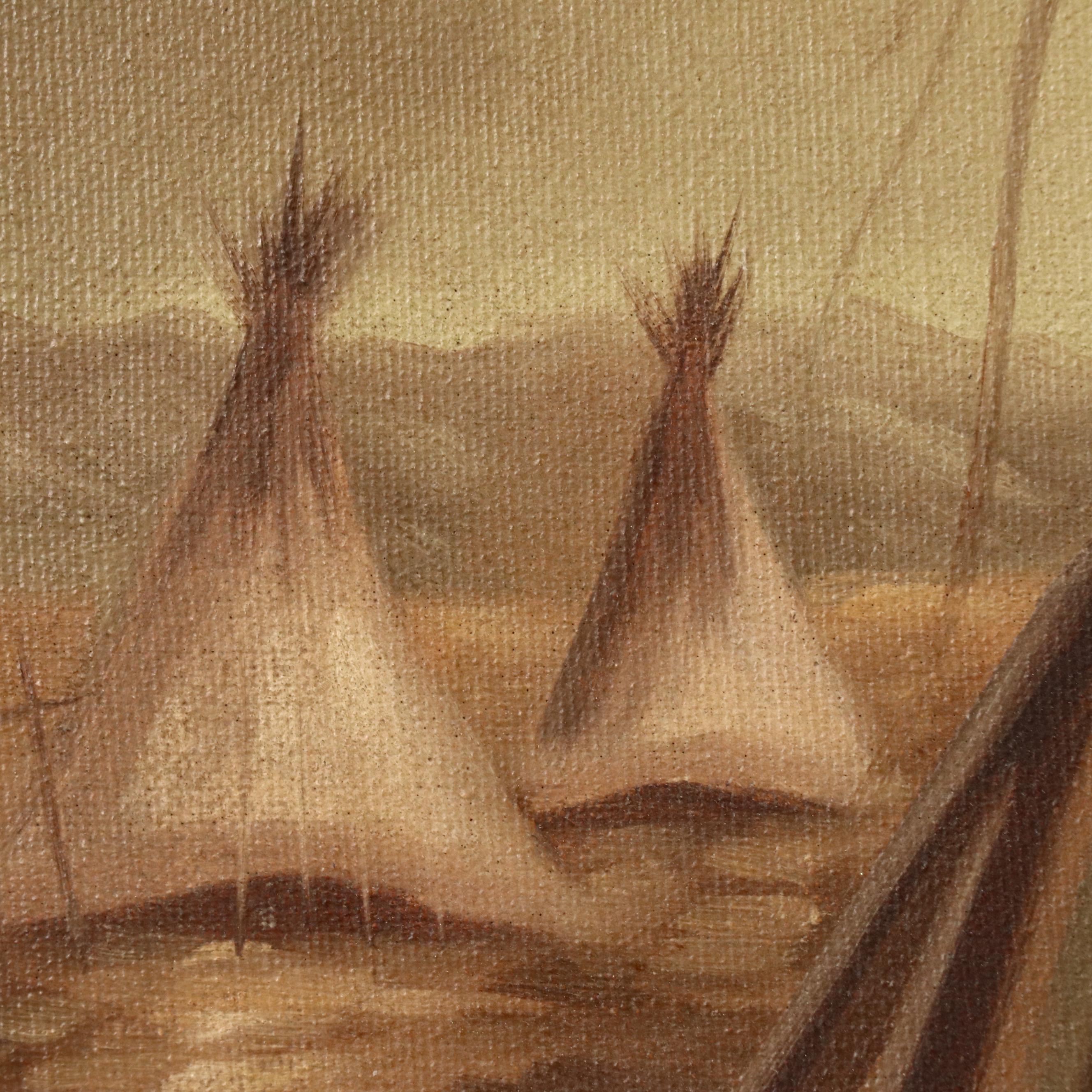 Oil Painting After Kenneth Su Portrait of a Native American