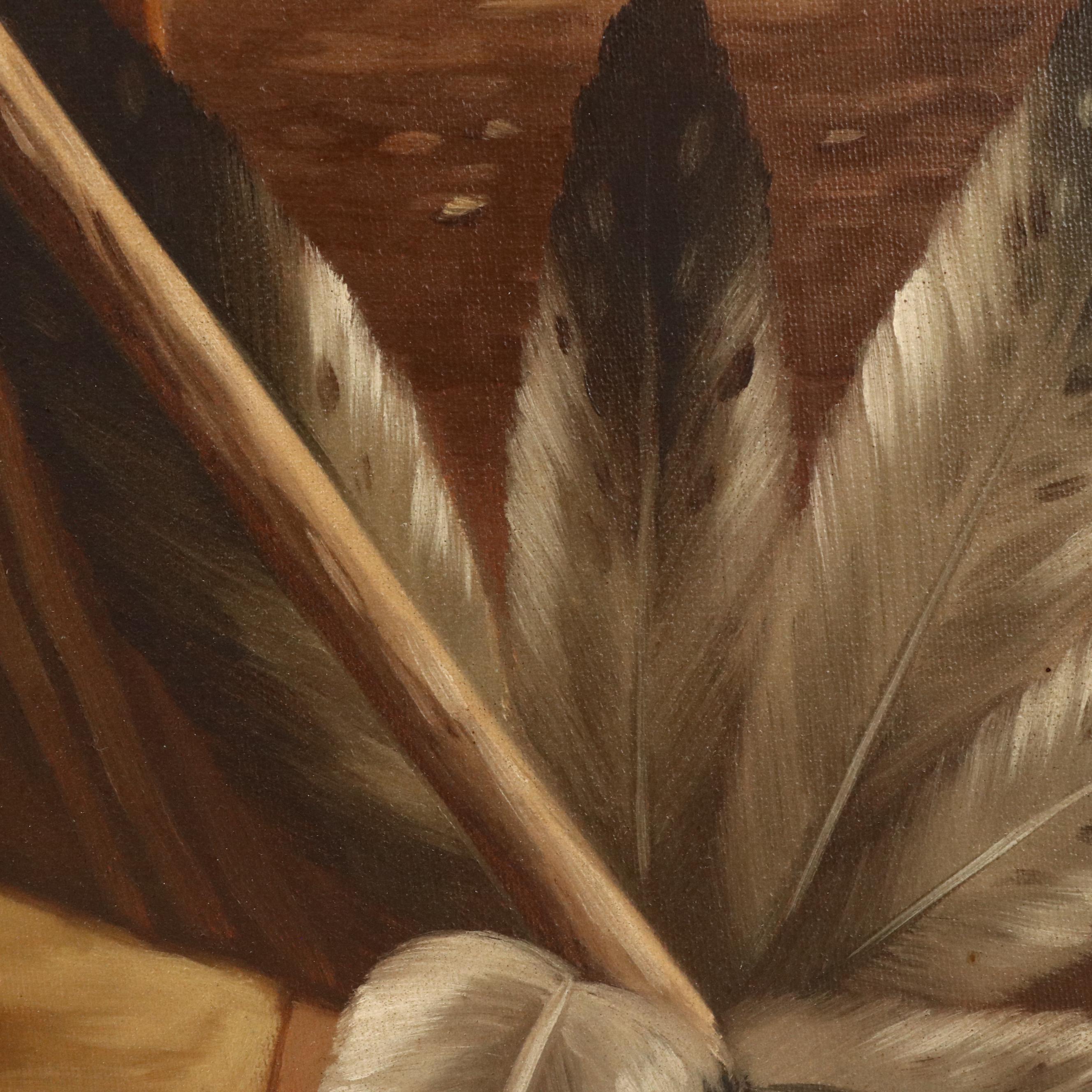 Oil Painting After Kenneth Su Portrait of a Native American