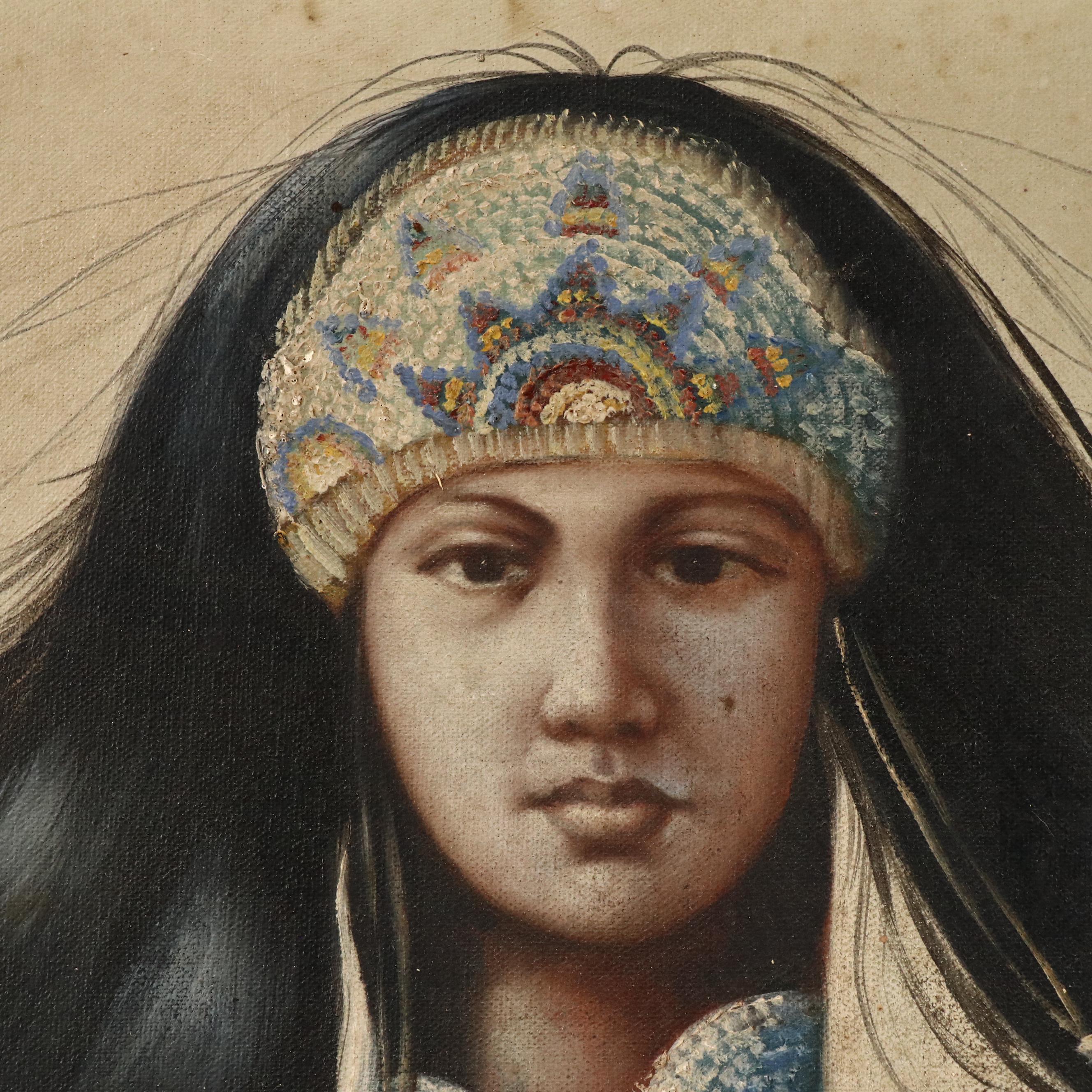 Z. Garcia Oil Painting Portrait of Indigenous Person