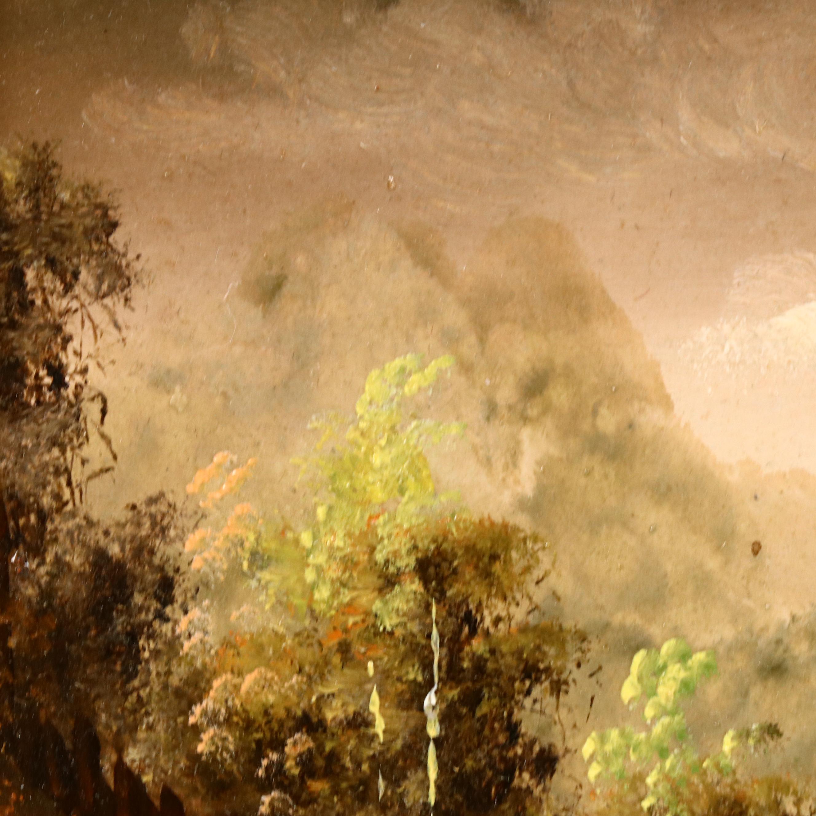 Battignana Landscape Oil Painting with Solitary Figure, 20th Century