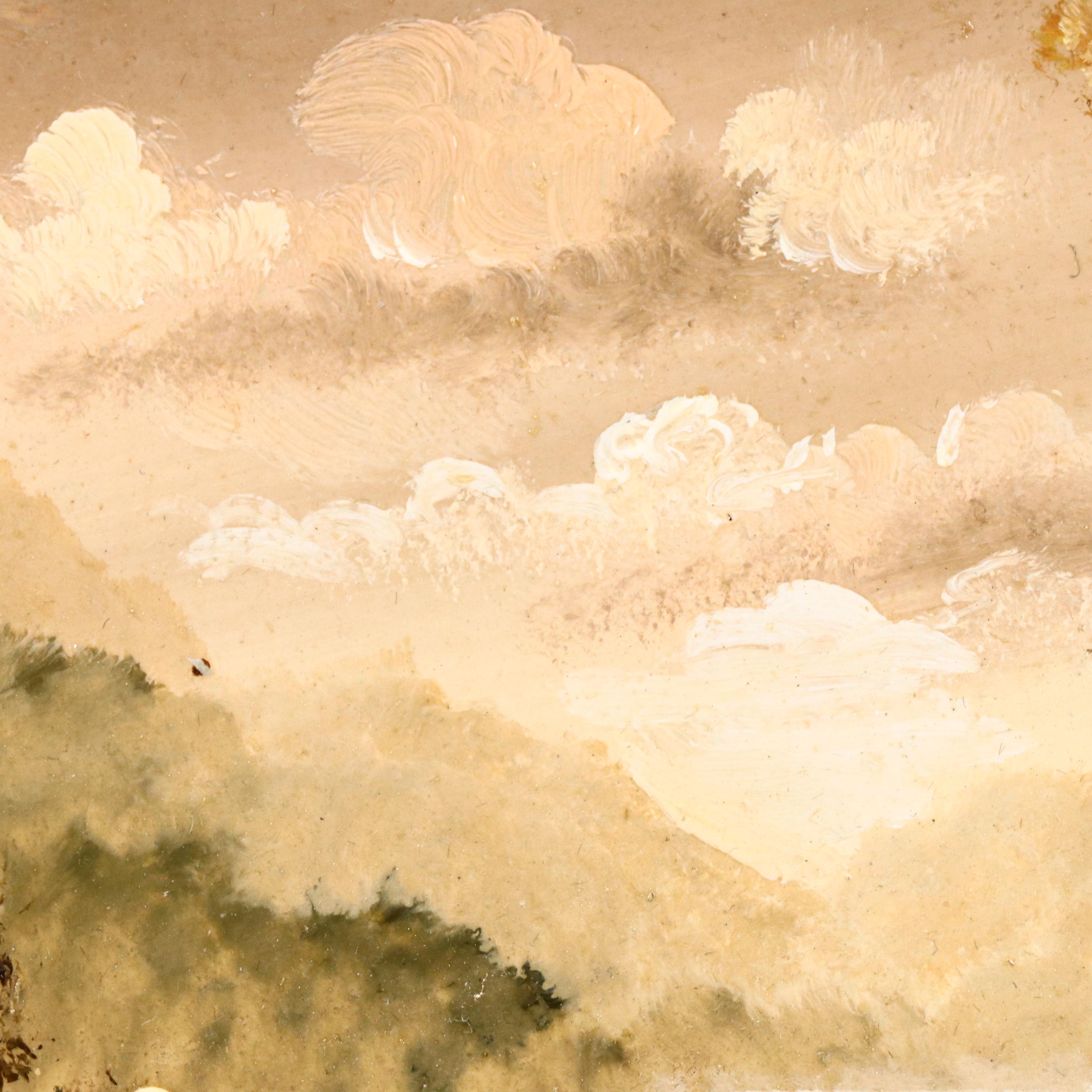 Battignana Landscape Oil Painting with Solitary Figure, 20th Century