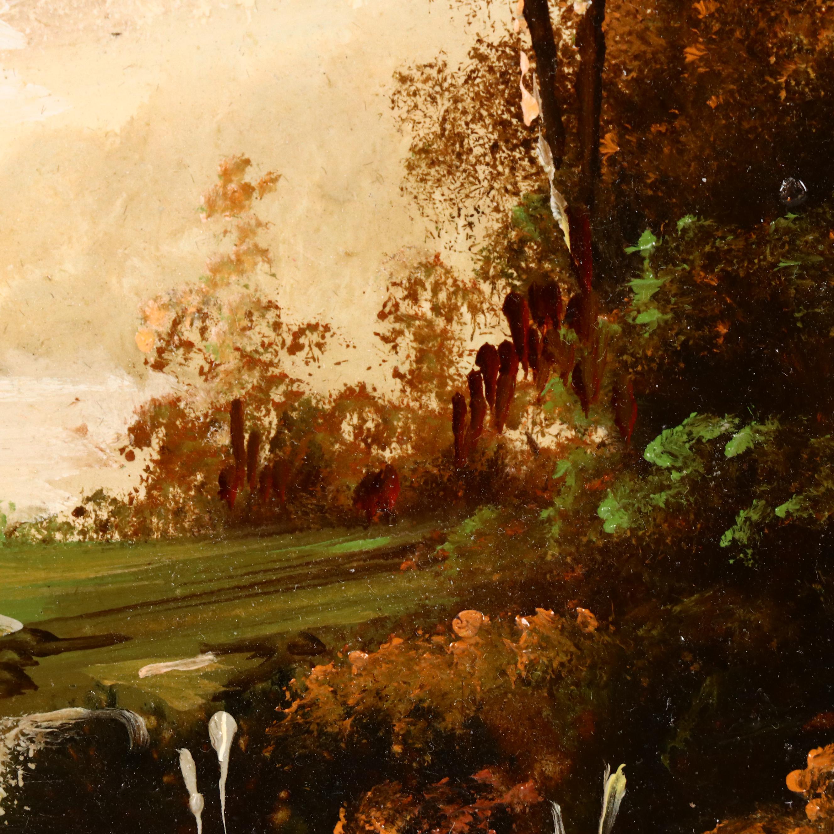 Battignana Landscape Oil Painting with Solitary Figure, 20th Century