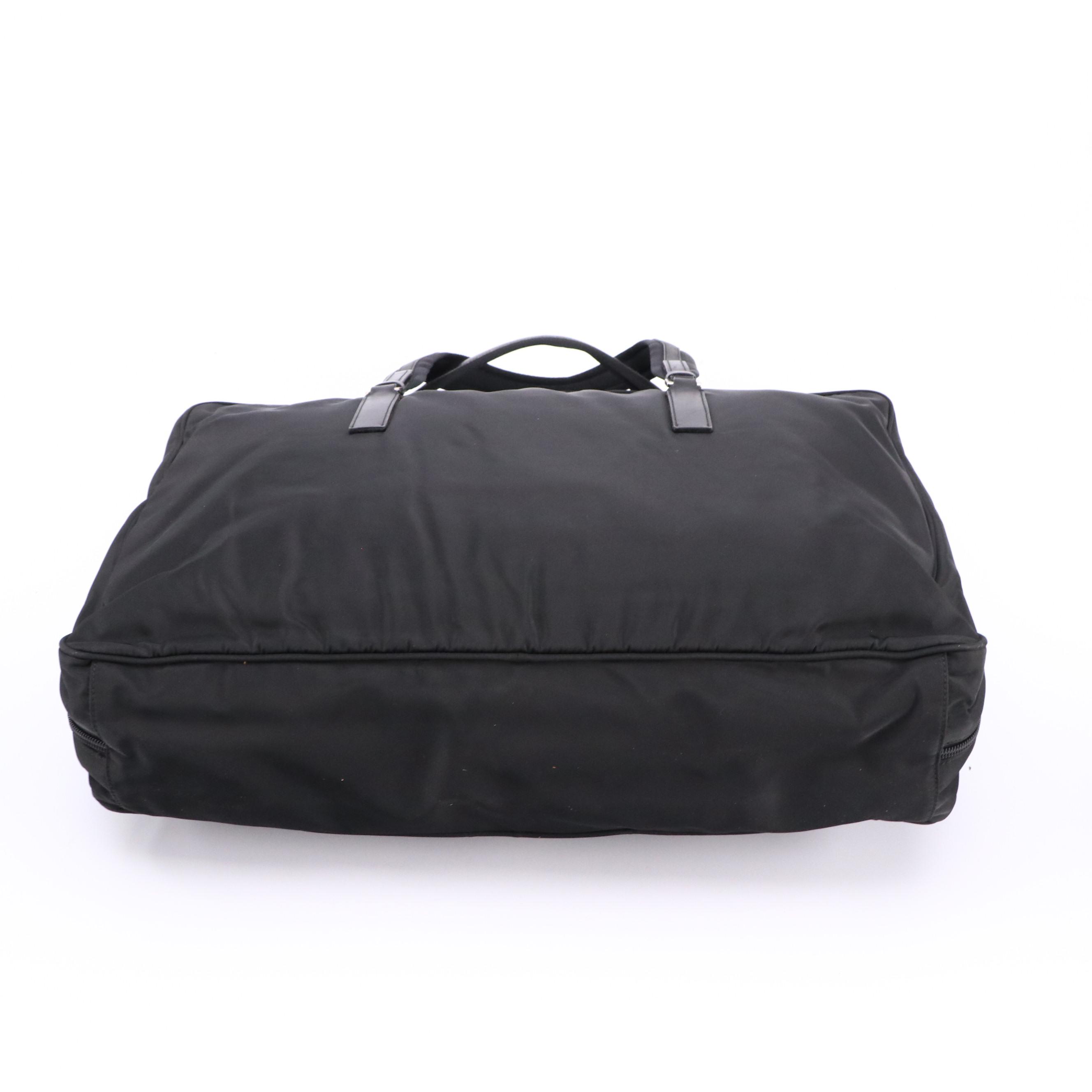 Prada Weekender Travel Bag in Black Tessuto Nylon and Lather Trim