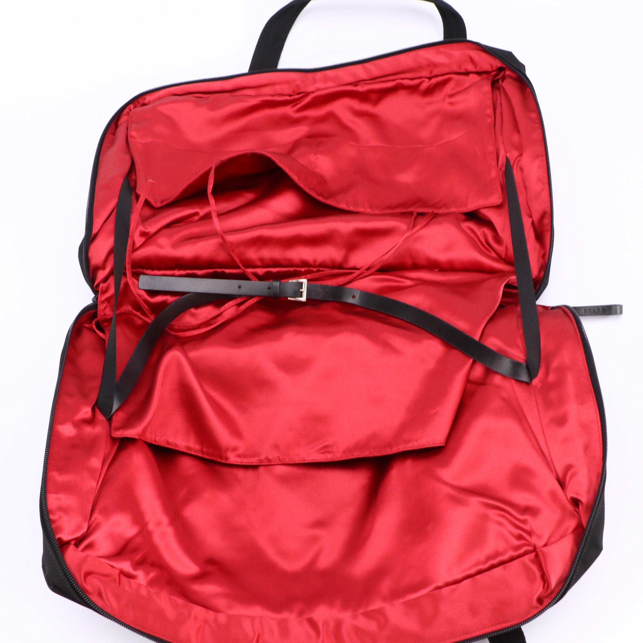 Prada Weekender Travel Bag in Black Tessuto Nylon and Lather Trim