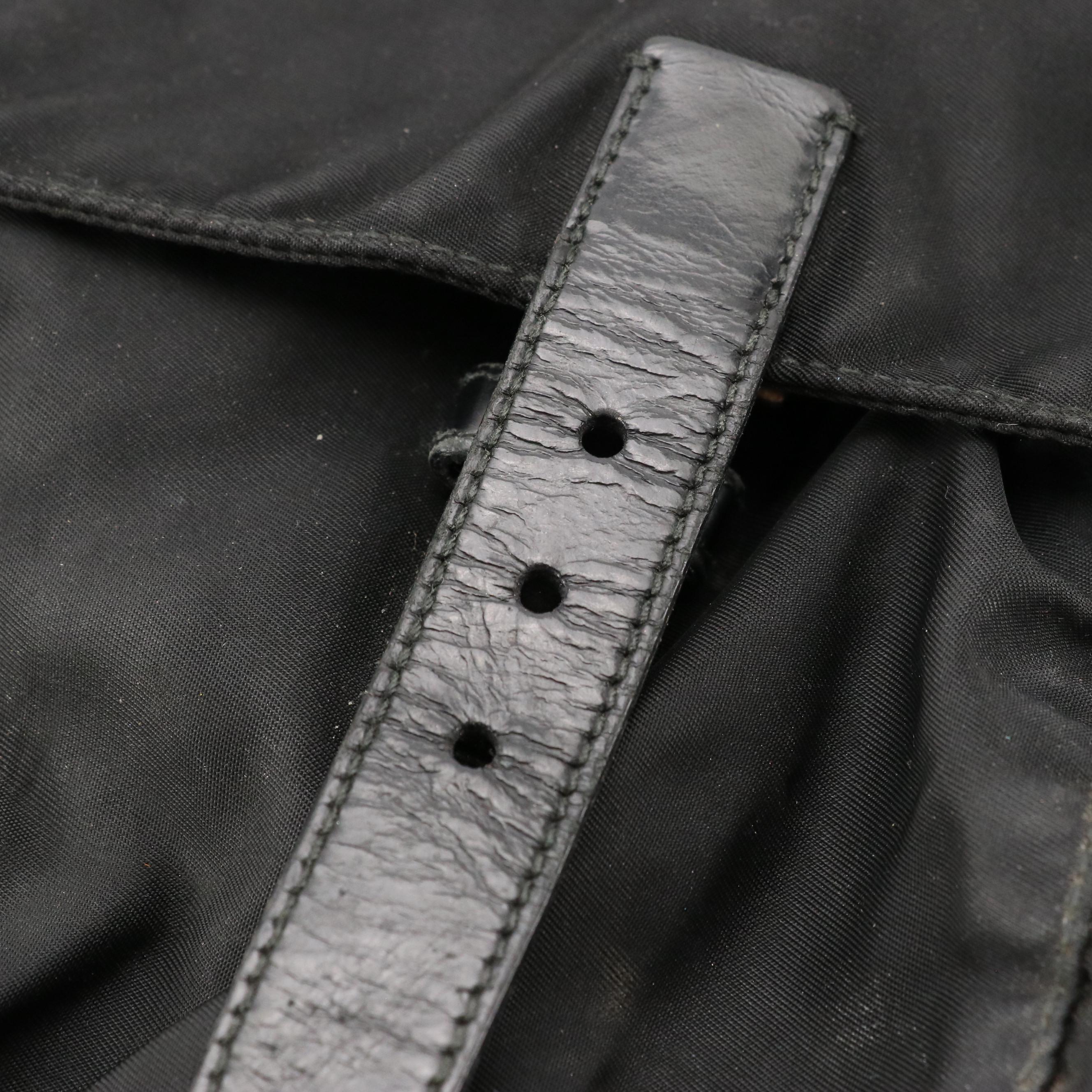 Prada Crossbody Messenger Bag in Black Nylon and Leather Trim