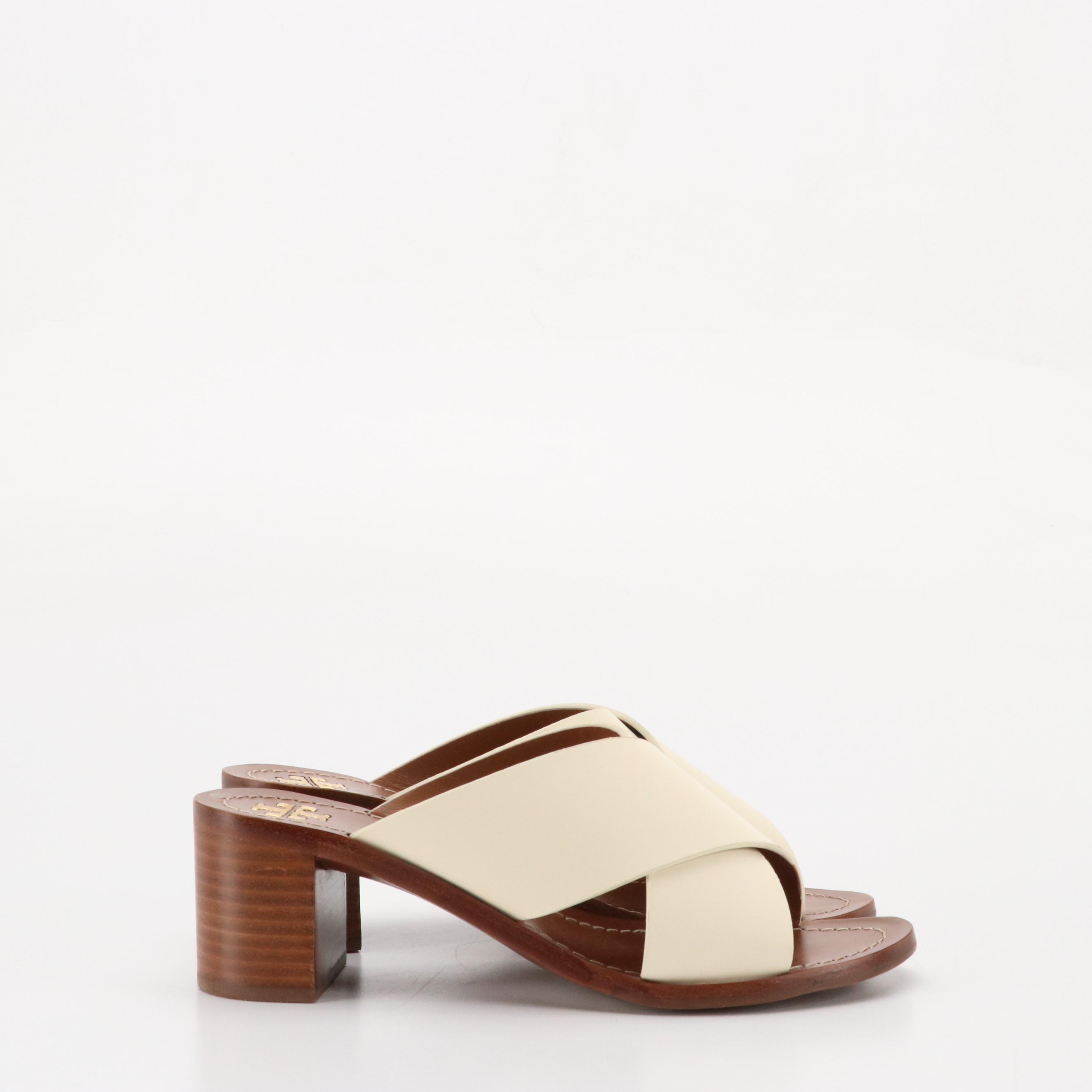 Tory Burch Ivory Leather 'Montrose' Mules and Sorel 'Ella II' Flat Sandals