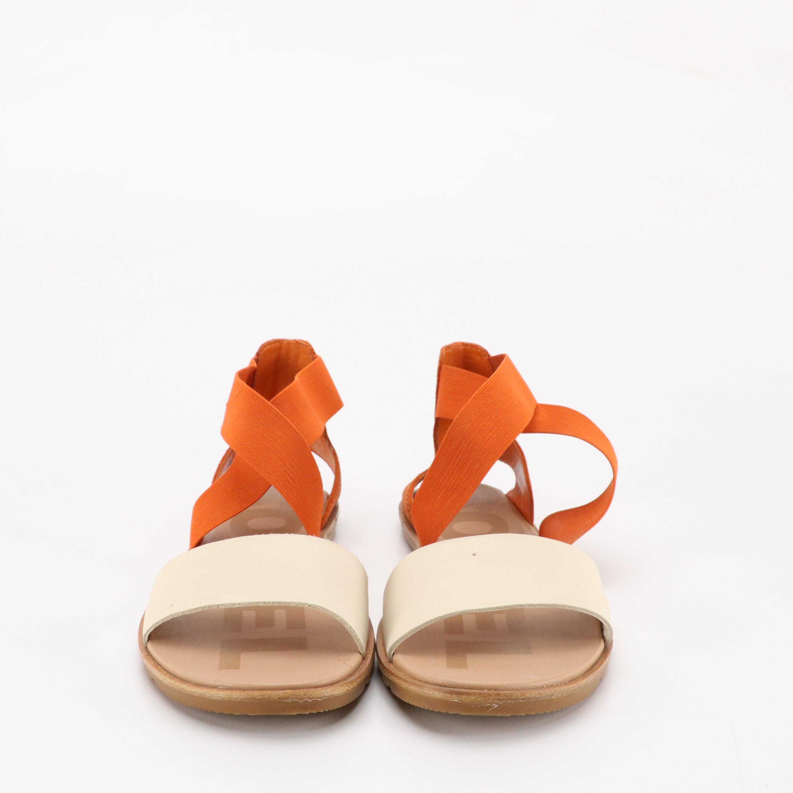 Tory Burch Ivory Leather 'Montrose' Mules and Sorel 'Ella II' Flat Sandals