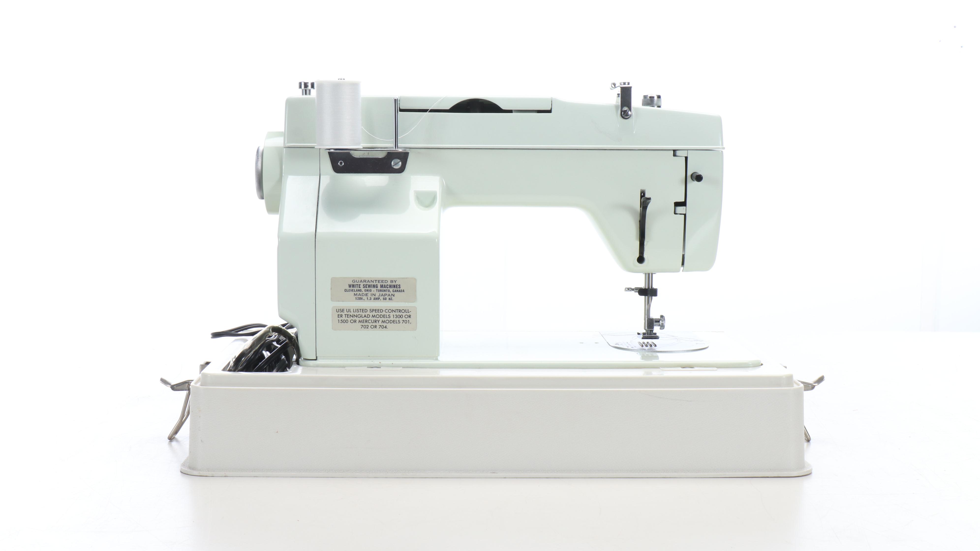 White Electric Sewing Machine with Plastic Carrying Case