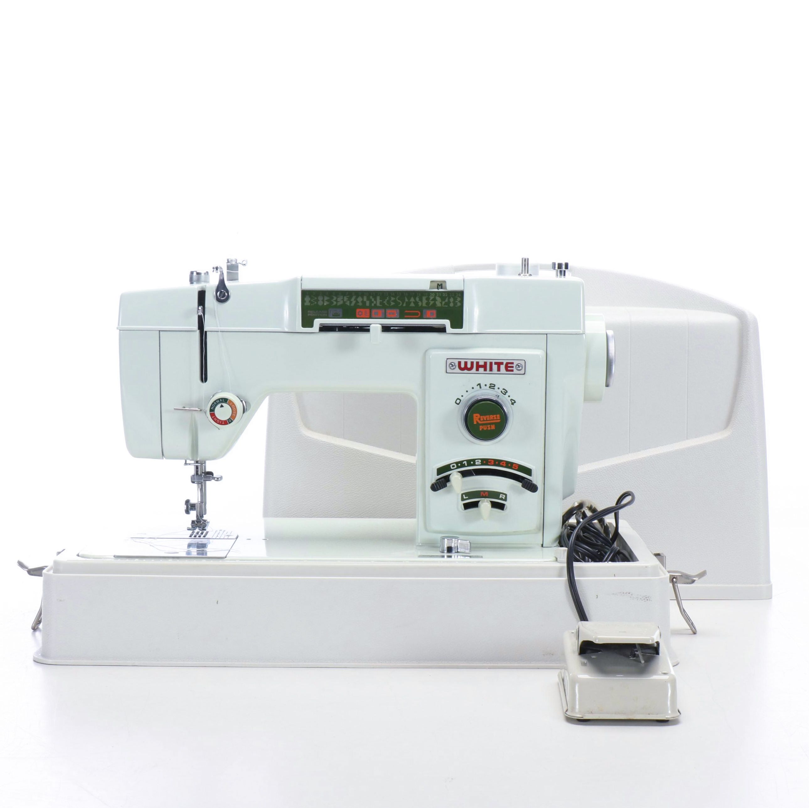 White Electric Sewing Machine with Plastic Carrying Case