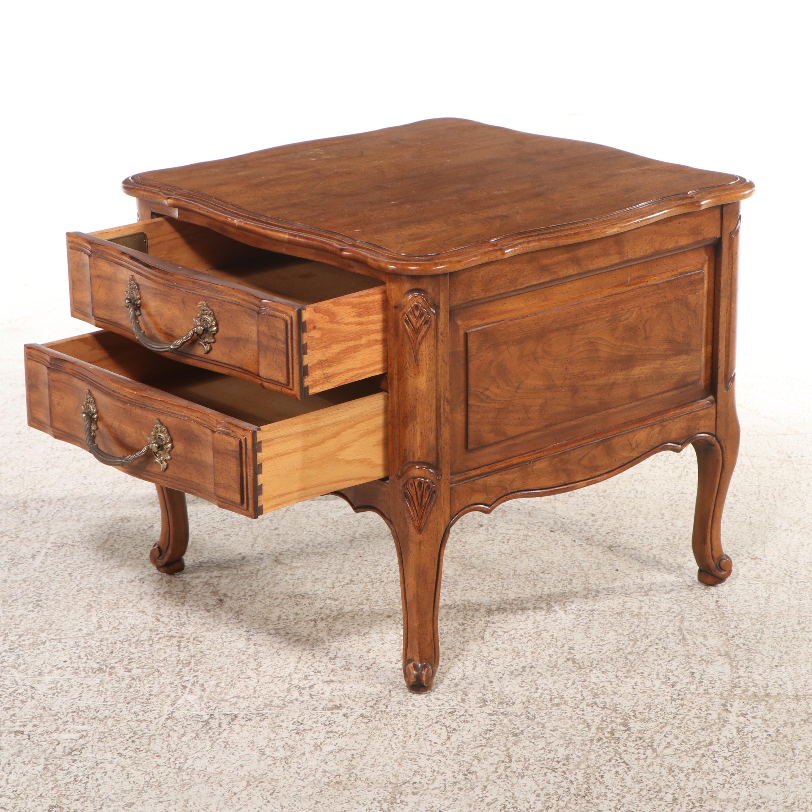Davis French Provincial Style Pecan End Table, Mid to Late 20th Century