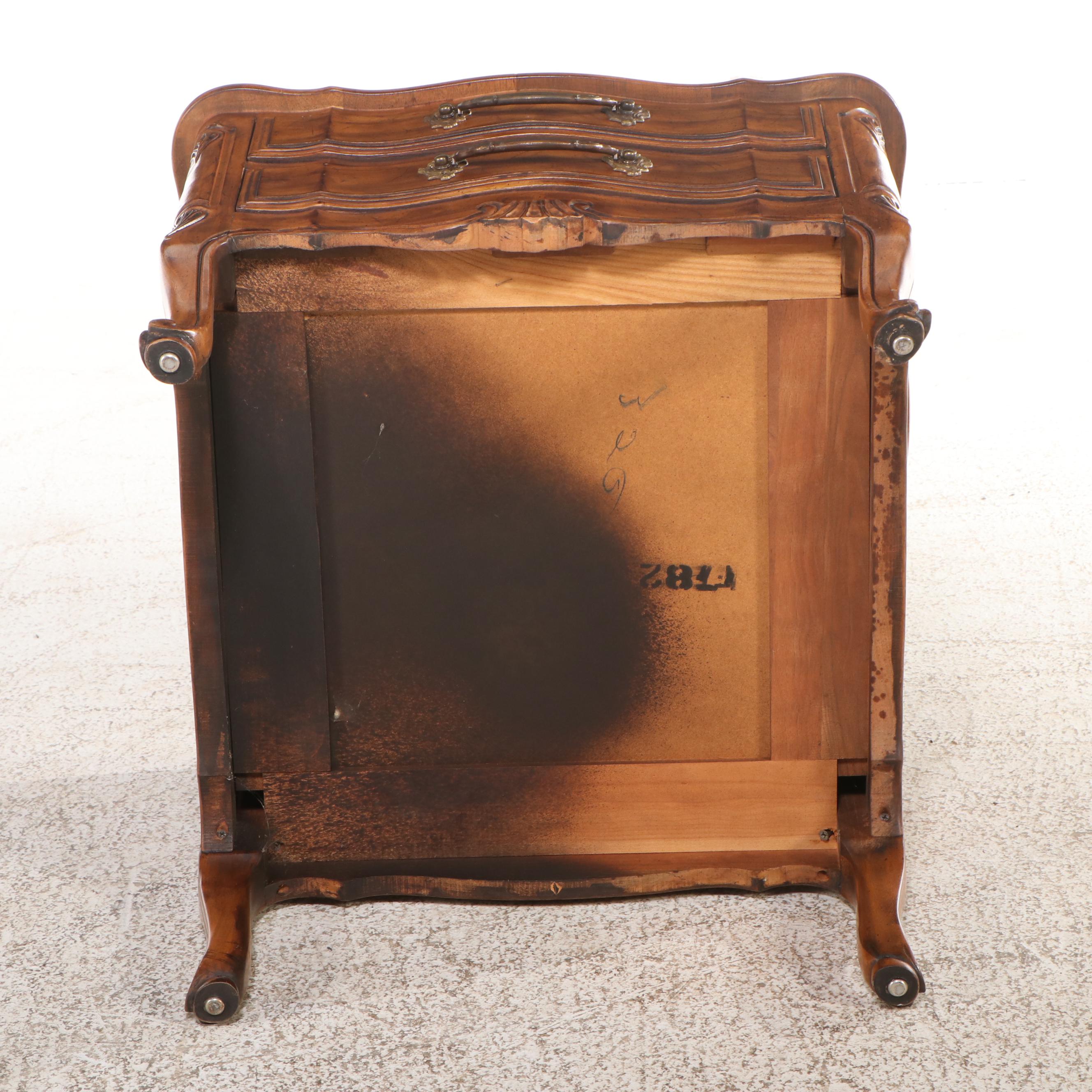 Davis French Provincial Style Pecan End Table, Mid to Late 20th Century