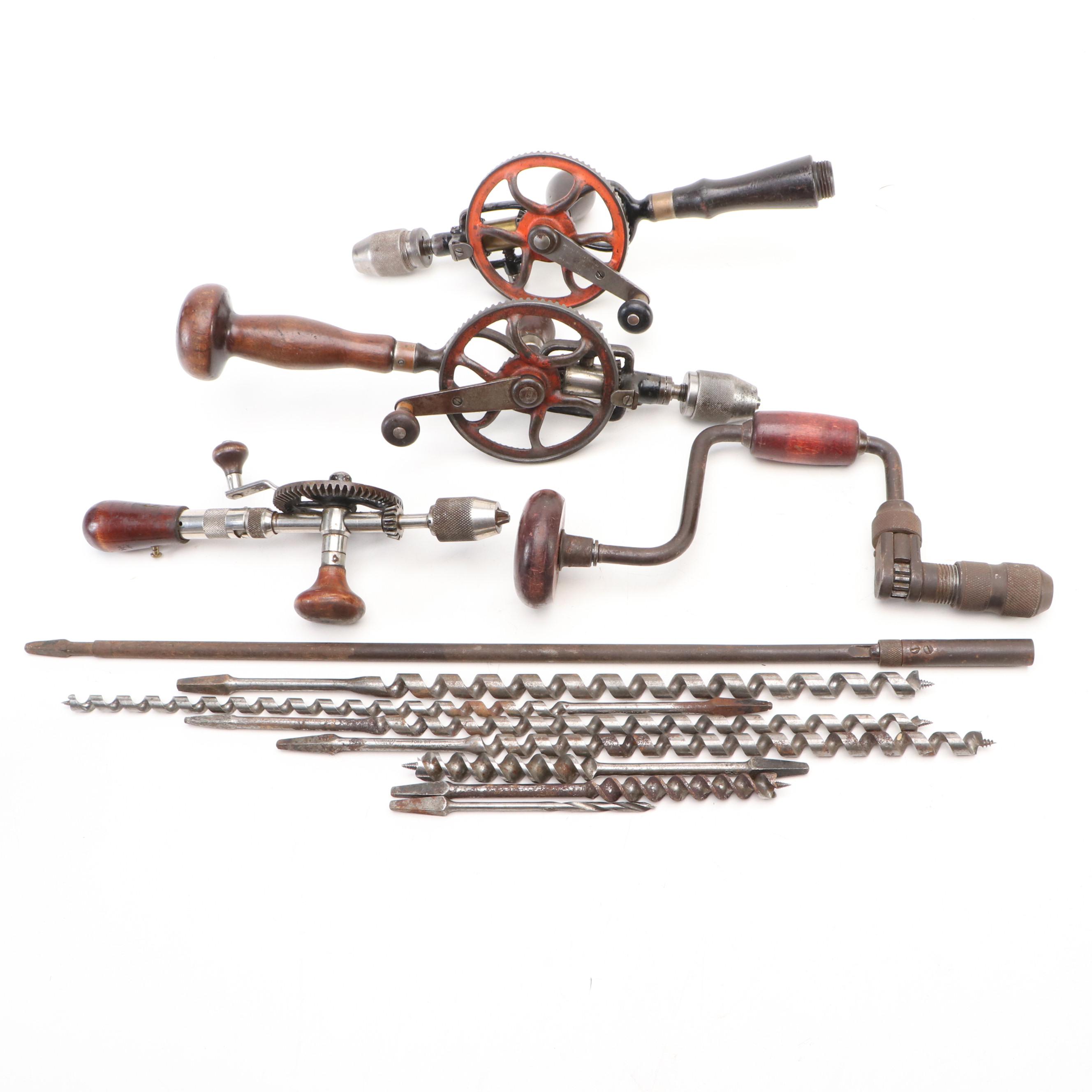 Hand Drills and Brace Drills with Auger Drill Bits