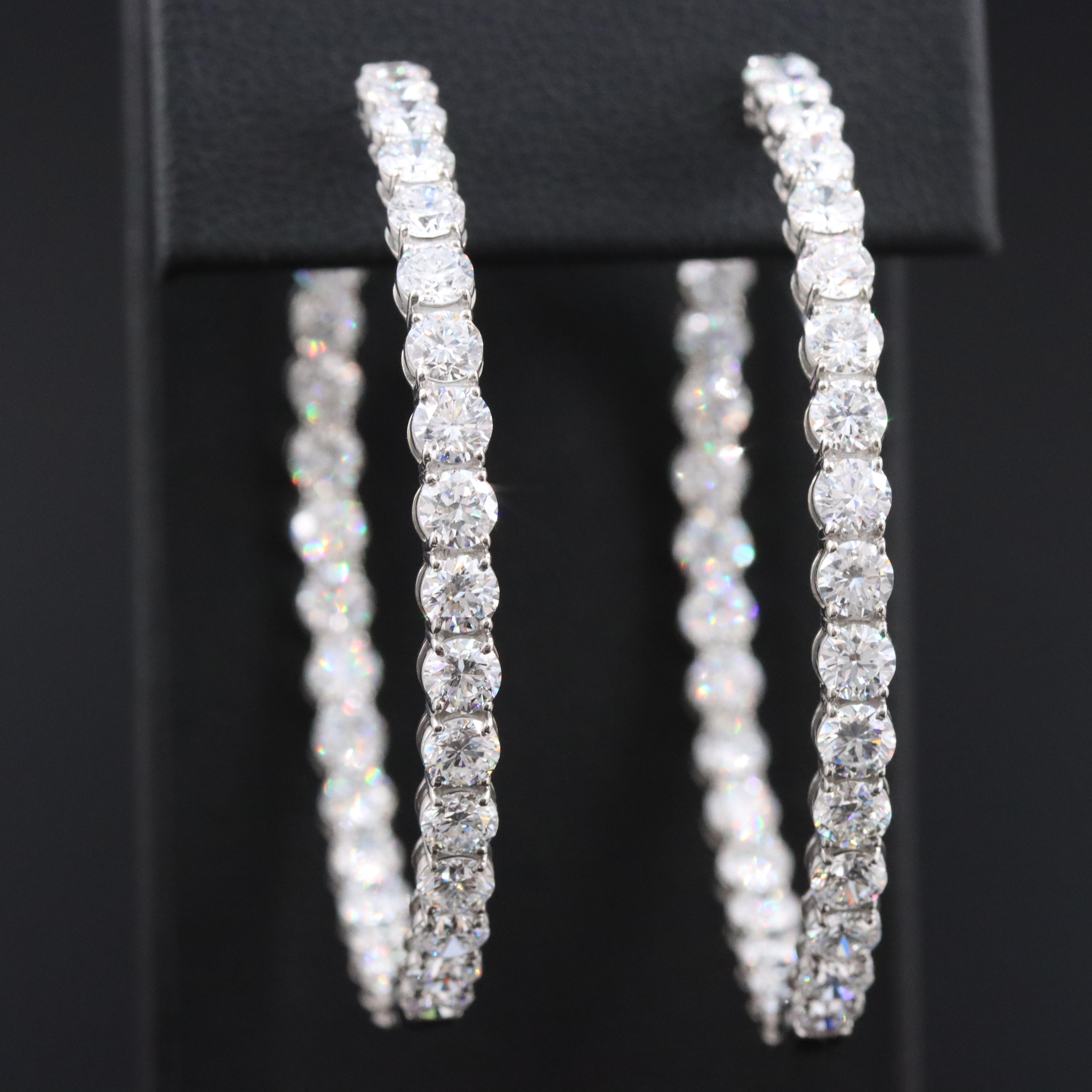 Platinum 10.60 CTW Lab Grown Diamond Inside Out Hoop Earrings