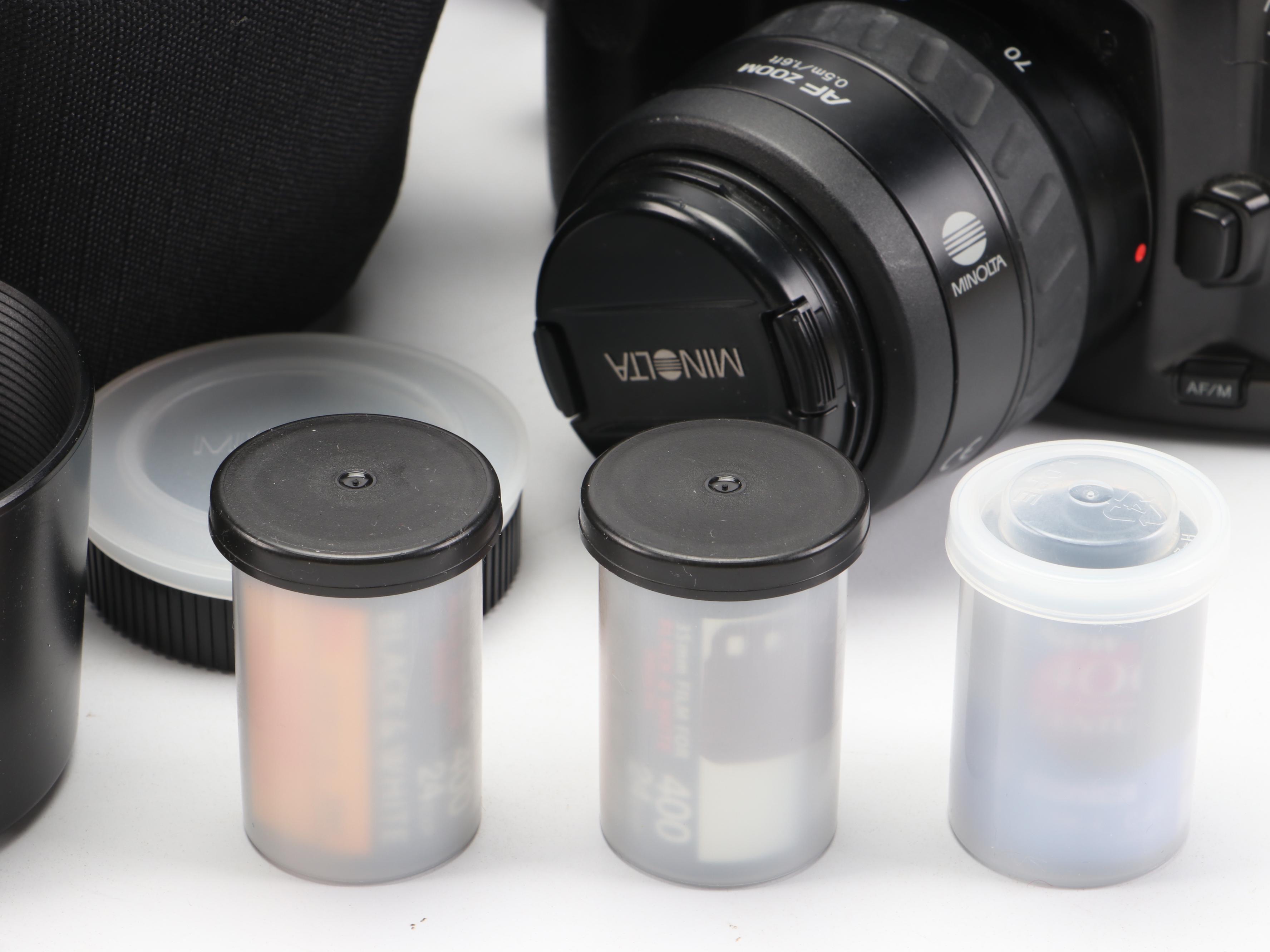 Minolta Maxxum 300si with AF Tamron Zoom Lens in Cases, 1990s