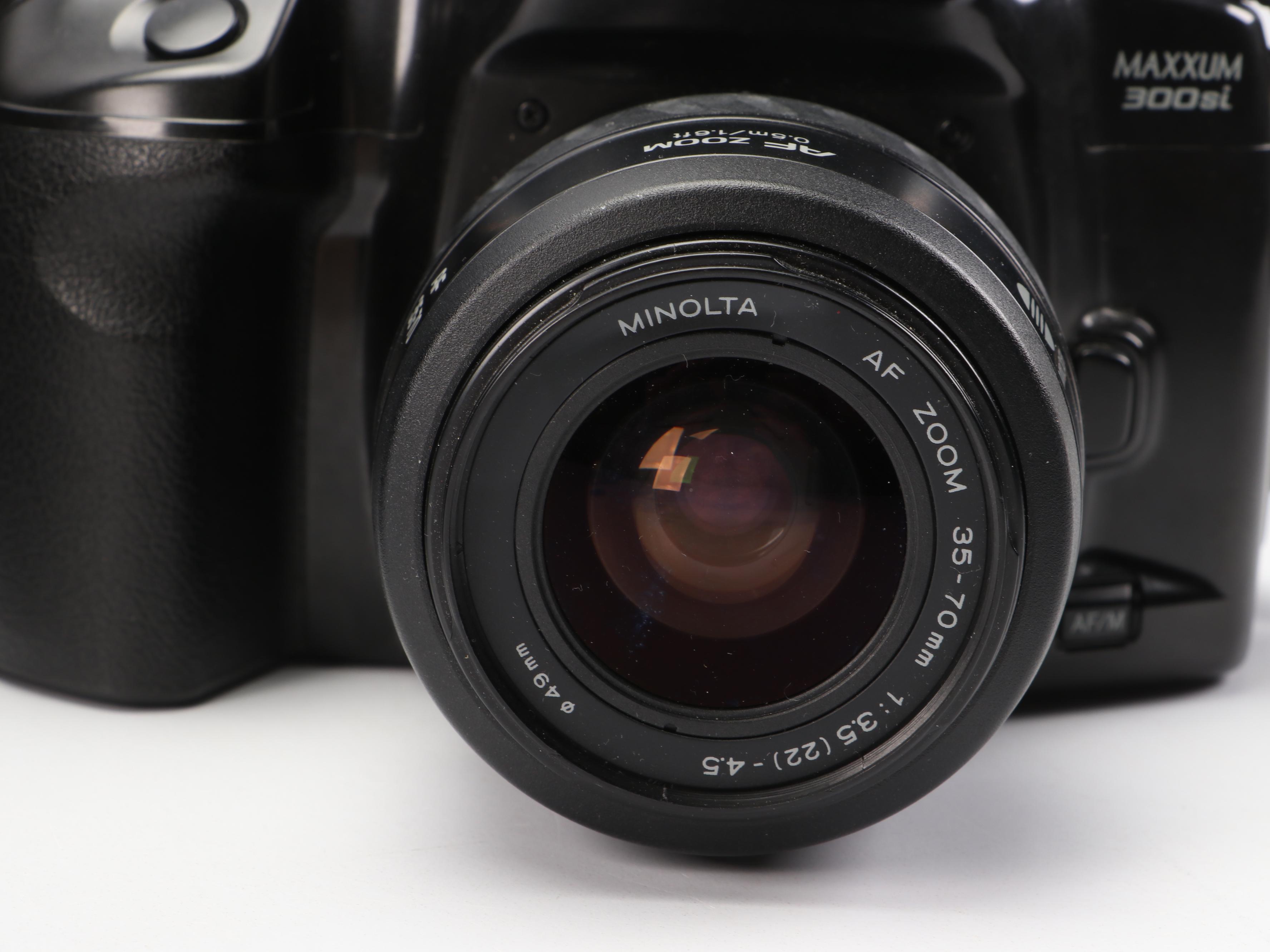 Minolta Maxxum 300si with AF Tamron Zoom Lens in Cases, 1990s