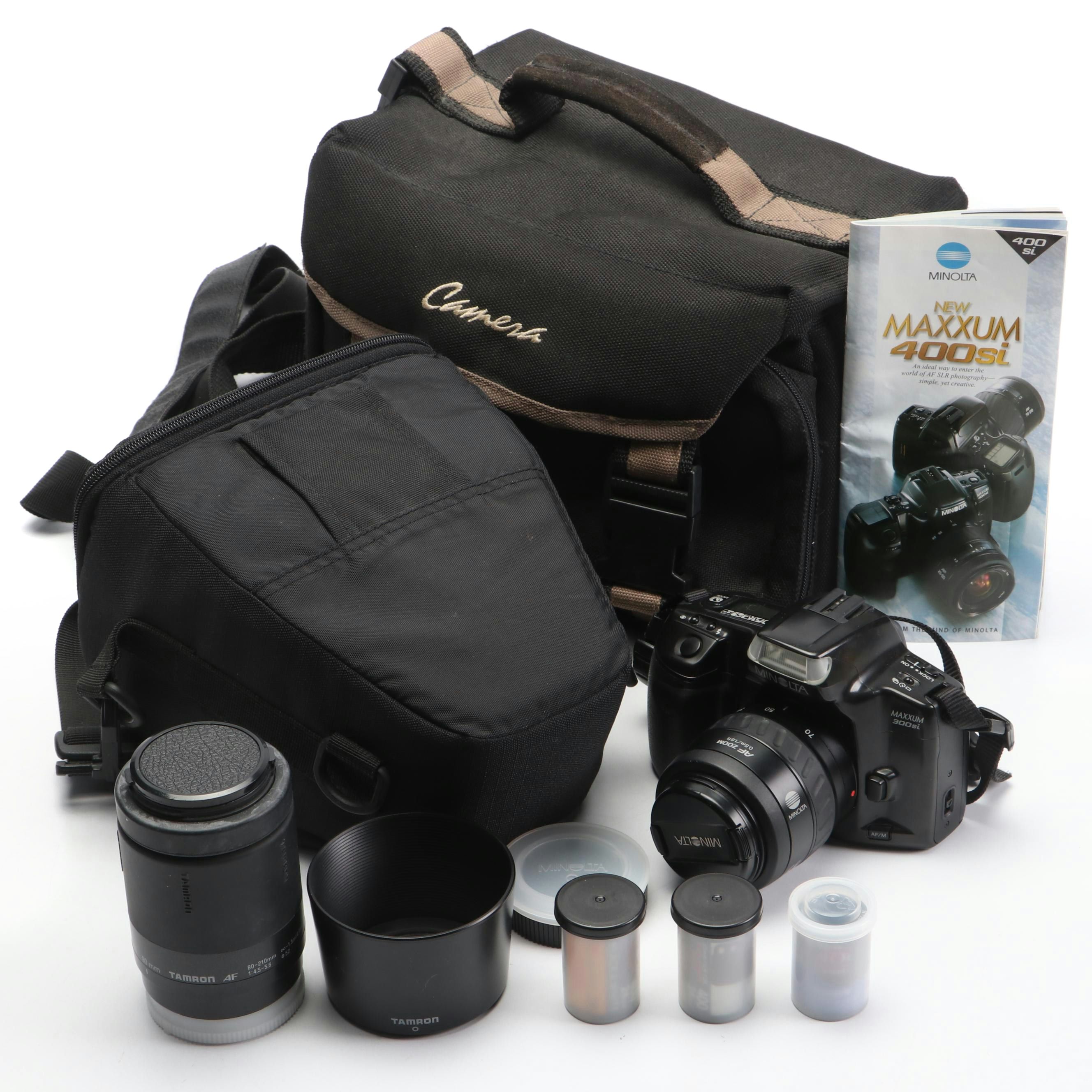 Minolta Maxxum 300si with AF Tamron Zoom Lens in Cases, 1990s