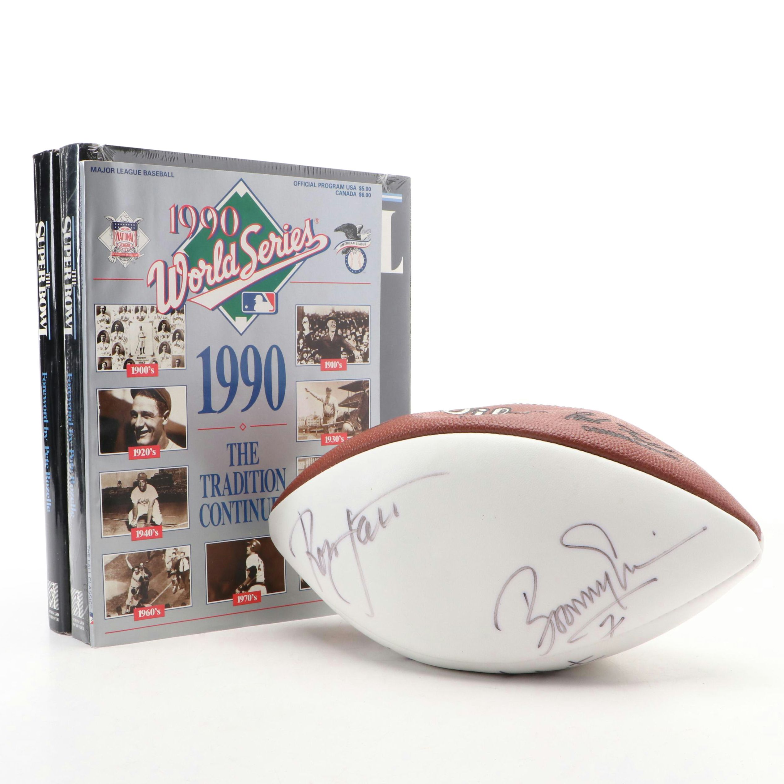 Three Signature Signed Football, Including Boomer Esiason, & Three Sports Books