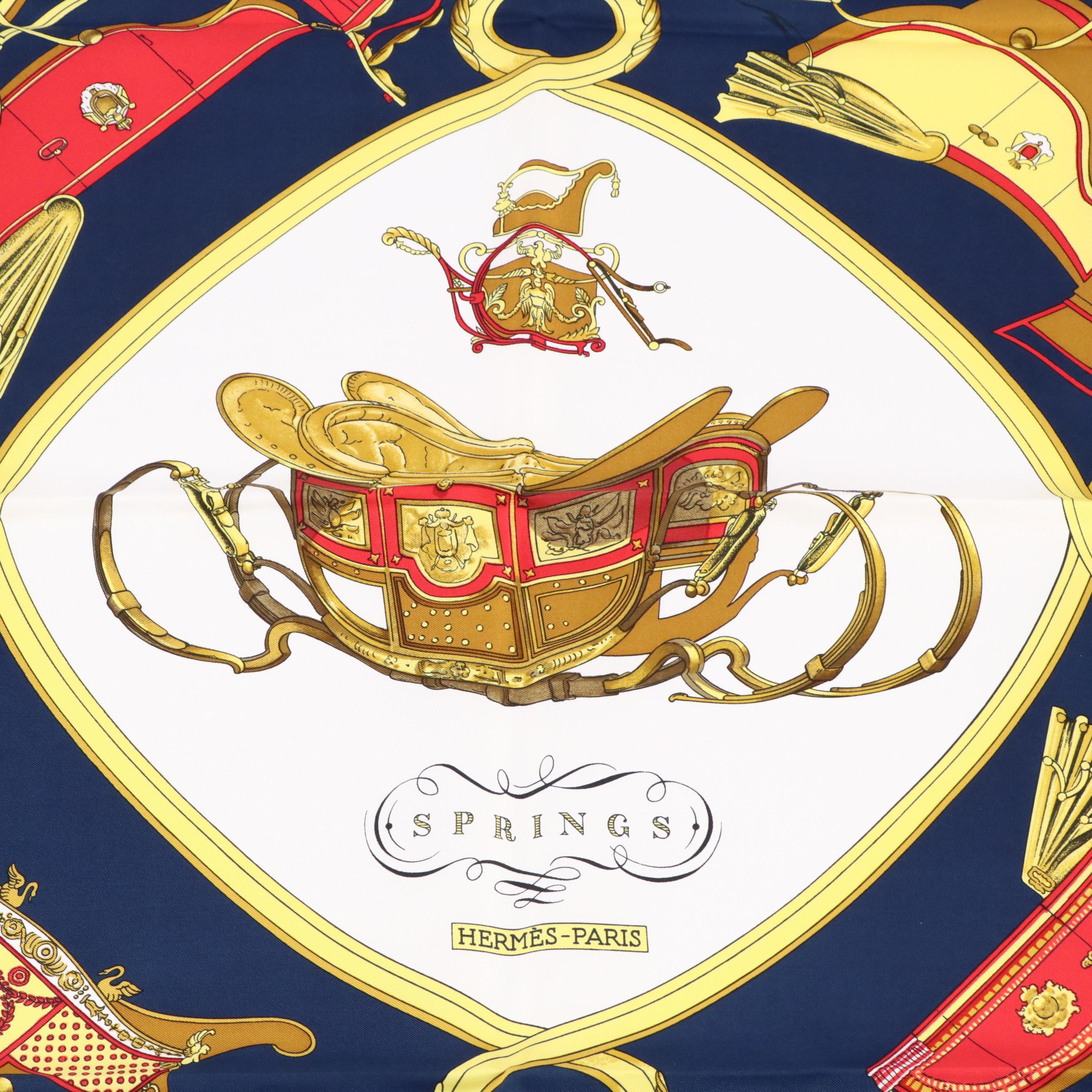 Hermès "Springs" Scarf 90 in Silk Jacquard with Box