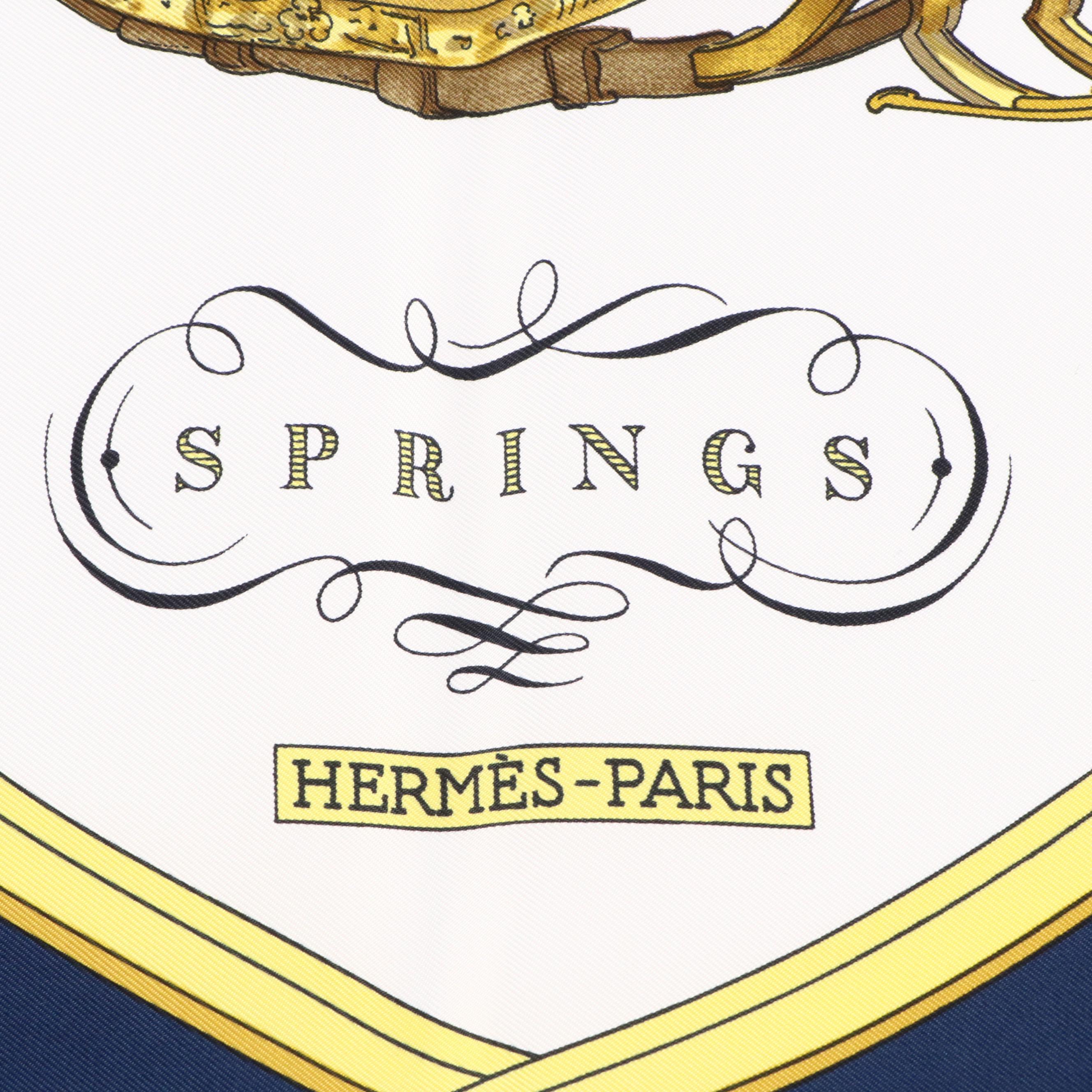 Hermès "Springs" Scarf 90 in Silk Jacquard with Box