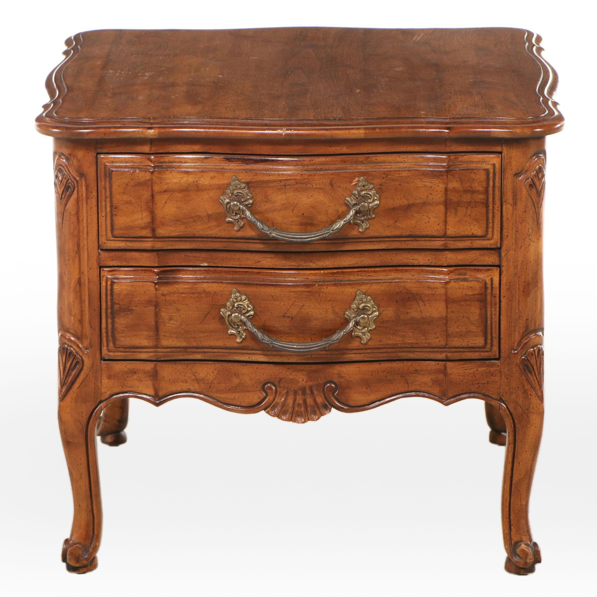 Davis French Provincial Style Pecan End Table, Mid to Late 20th Century