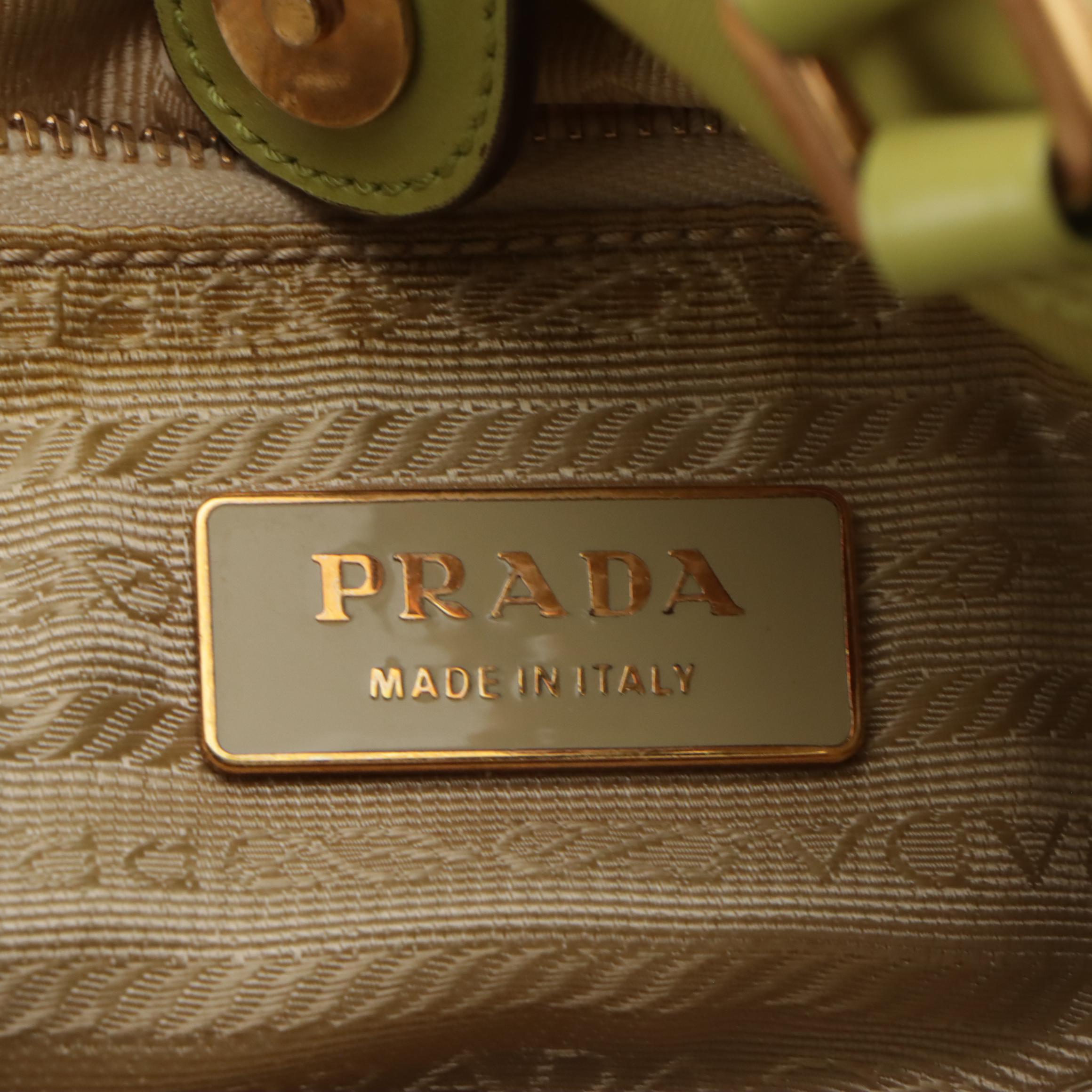 Prada Mini Shoulder Bag in Lime Green Tessuto Nylon and Leather Trim