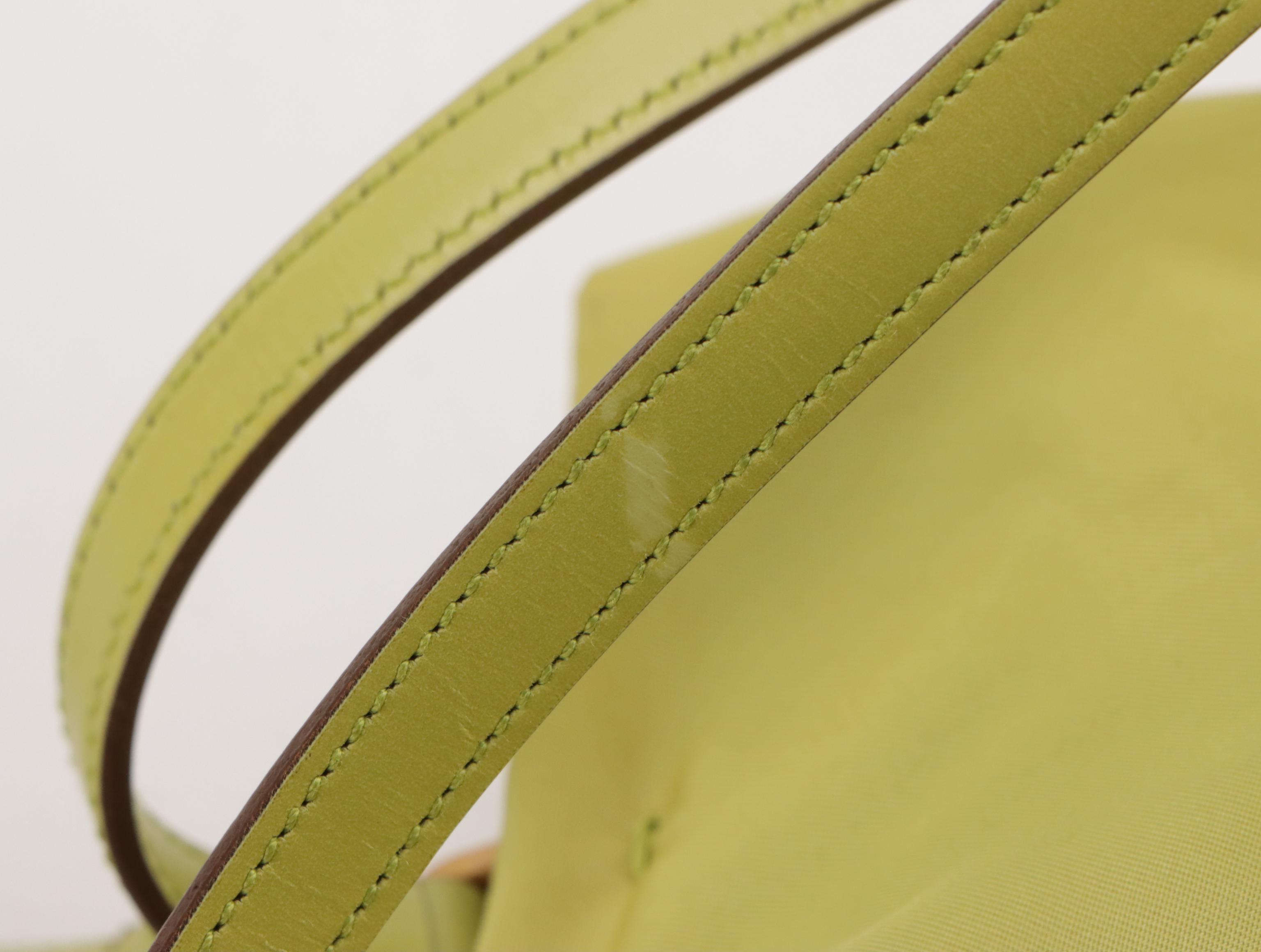 Prada Mini Shoulder Bag in Lime Green Tessuto Nylon and Leather Trim