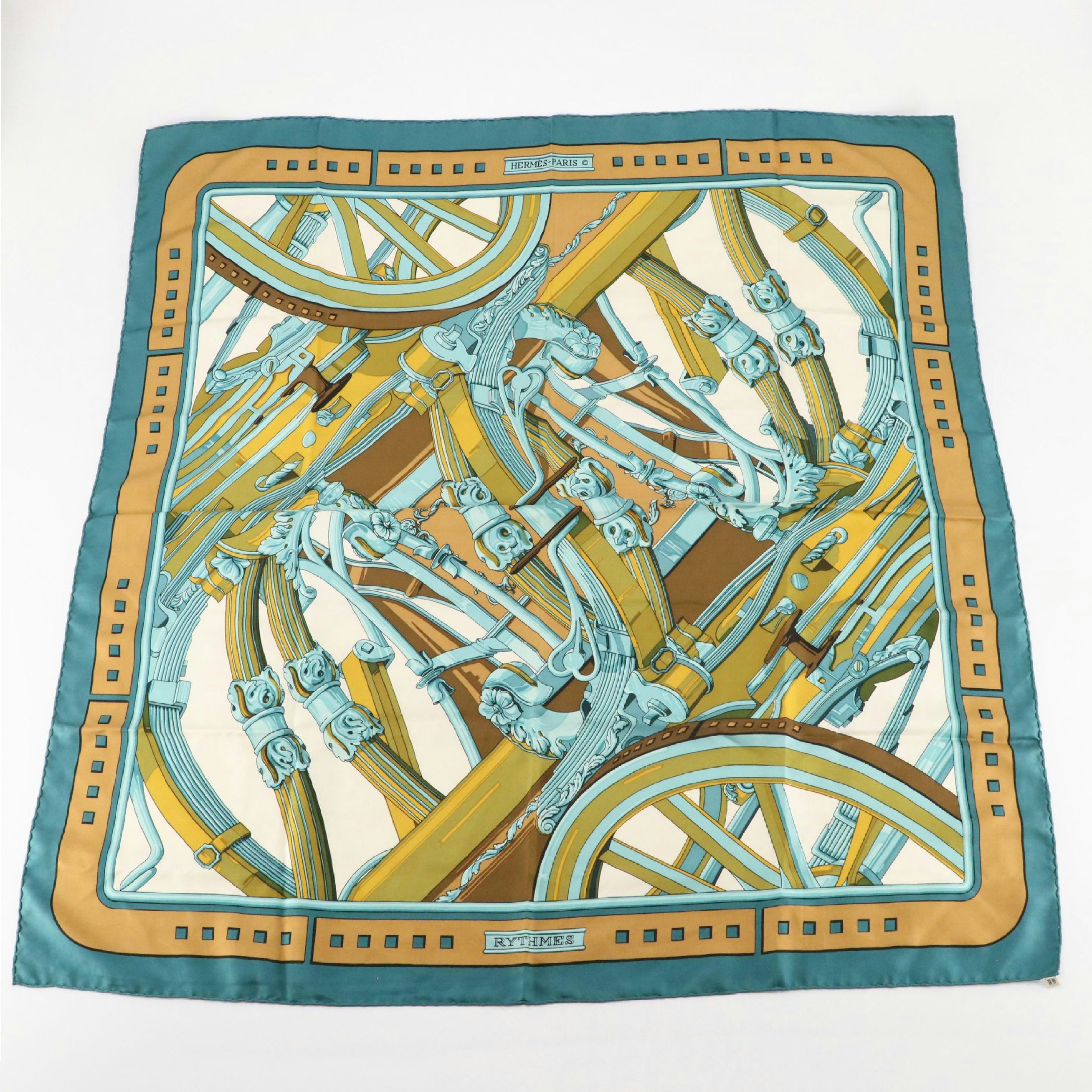 Hermès Early Issue "Rythmes" Scarf 90 in Silk Twill
