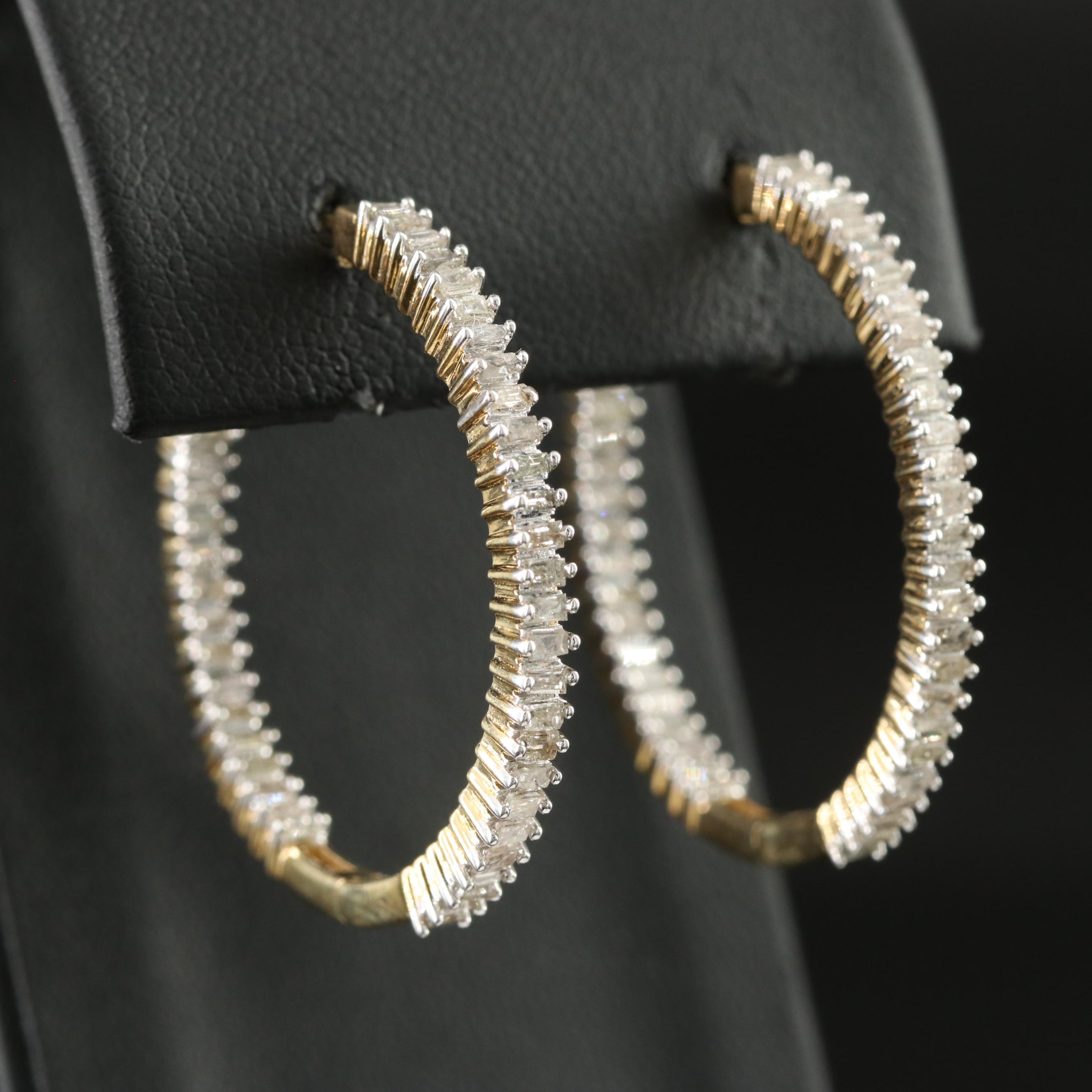 Sterling 1.02 CTW Diamond Inside-Out Hoop Earrings