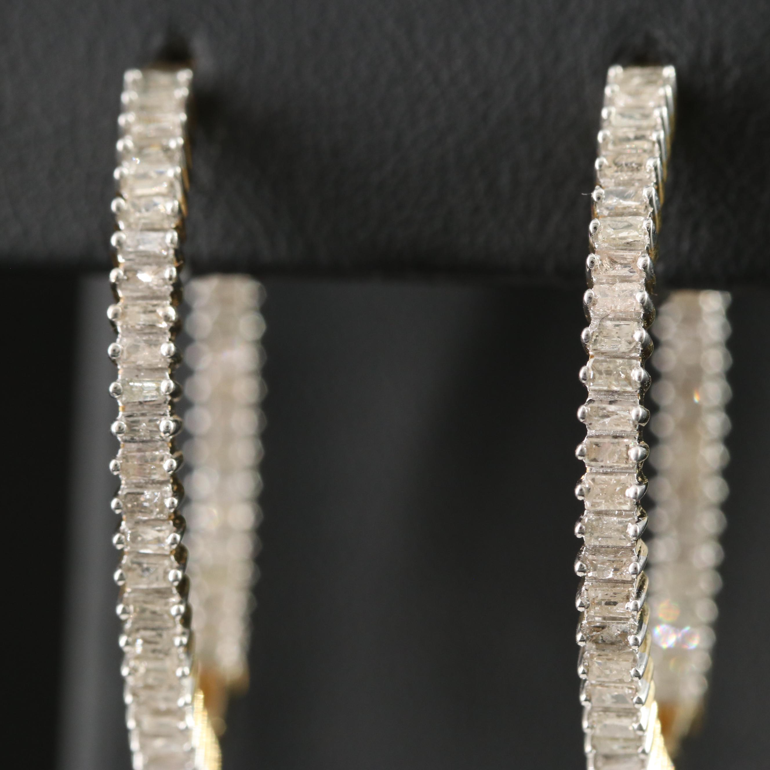 Sterling 1.02 CTW Diamond Inside-Out Hoop Earrings