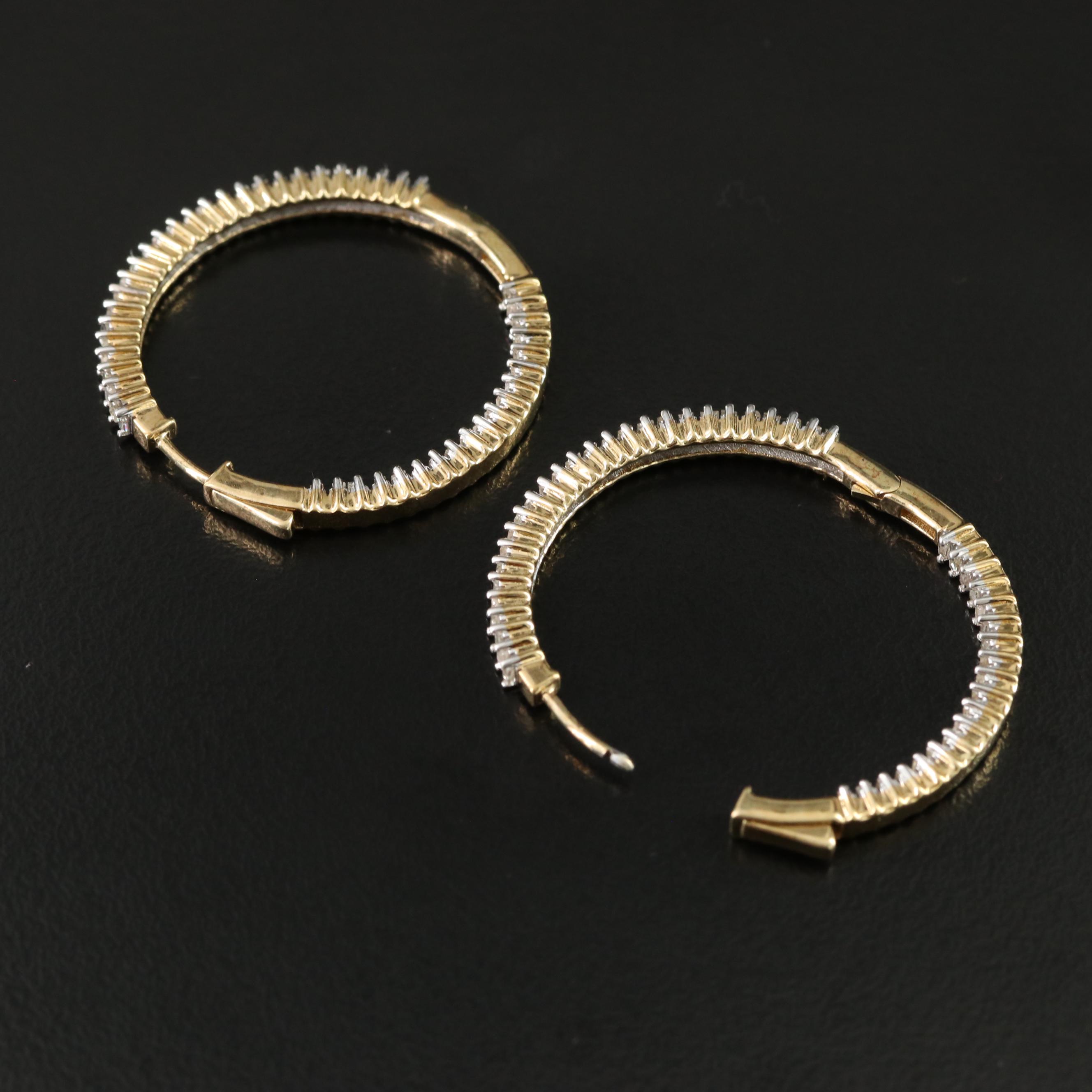 Sterling 1.02 CTW Diamond Inside-Out Hoop Earrings