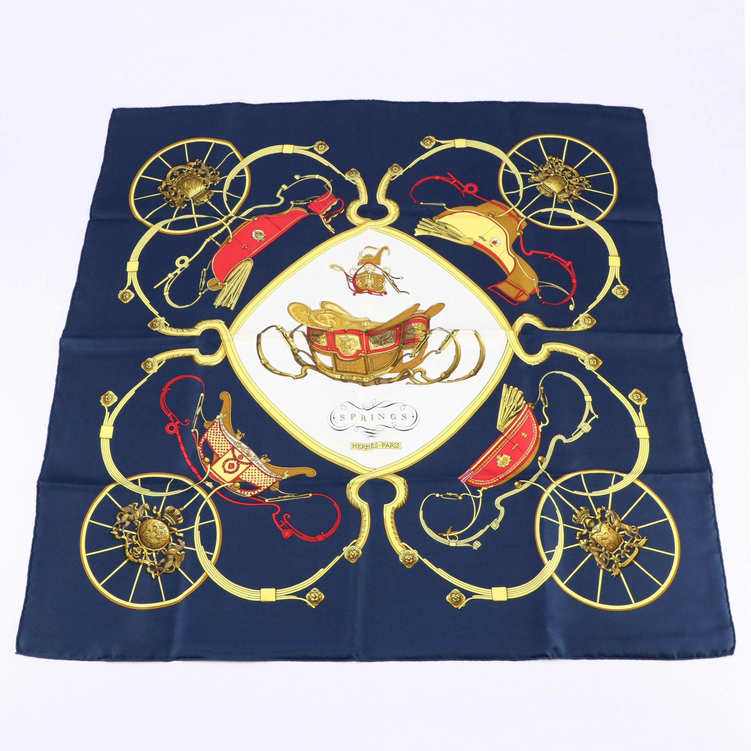 Hermès "Springs" Scarf 90 in Silk Jacquard with Box