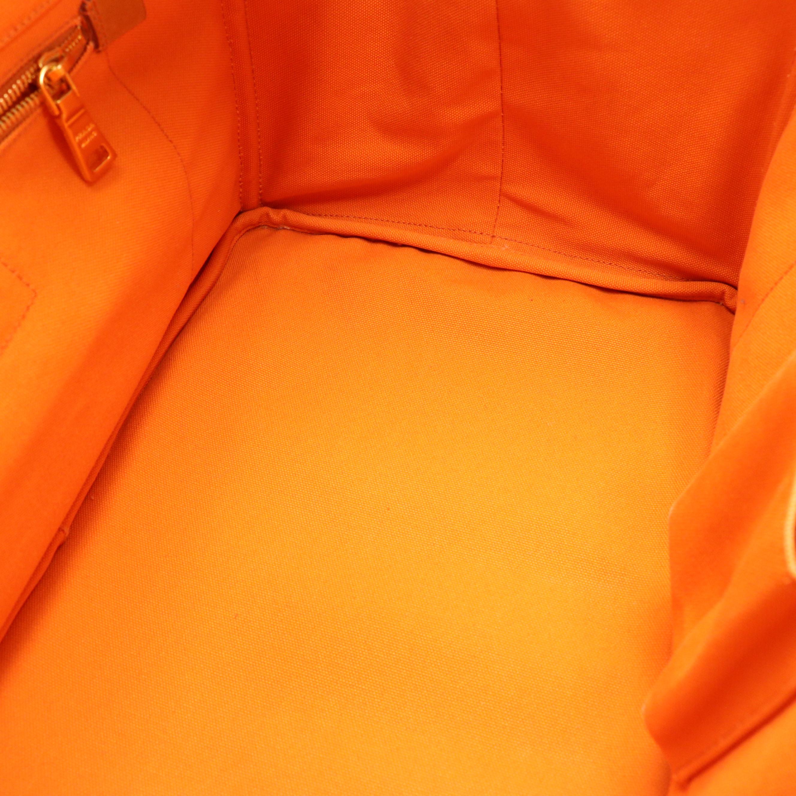 Prada Large Canapa Logo Shopping Tote in Papaya Orange Canvas