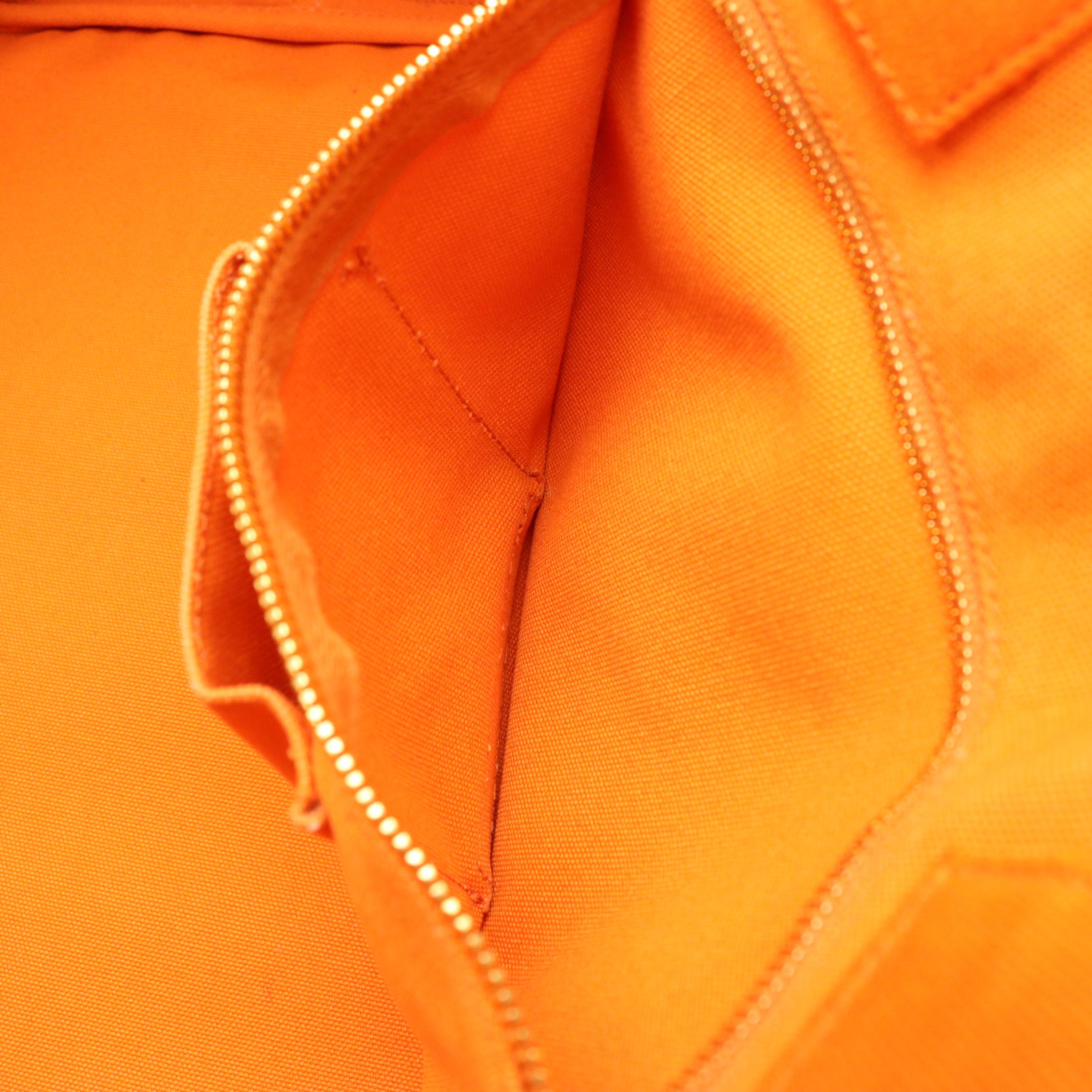 Prada Large Canapa Logo Shopping Tote in Papaya Orange Canvas