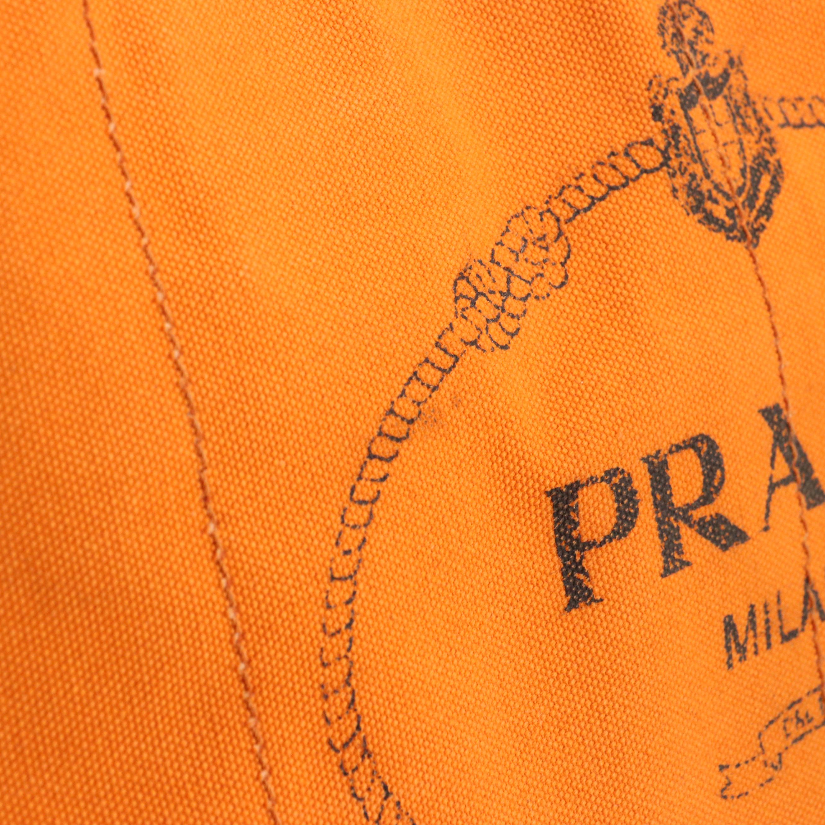 Prada Large Canapa Logo Shopping Tote in Papaya Orange Canvas