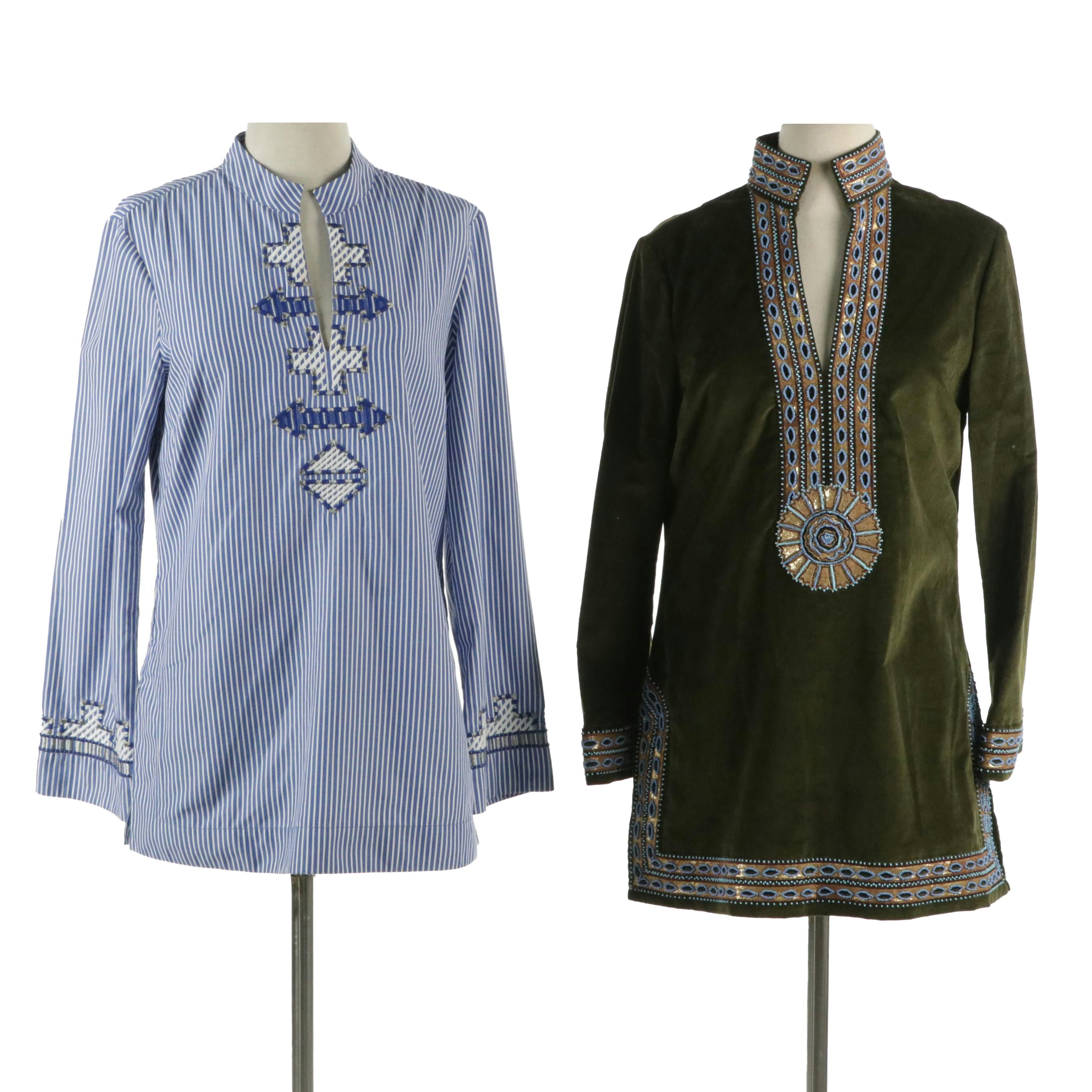 Tory Burch Beaded and Embroidered Tunic Dresses/Tops