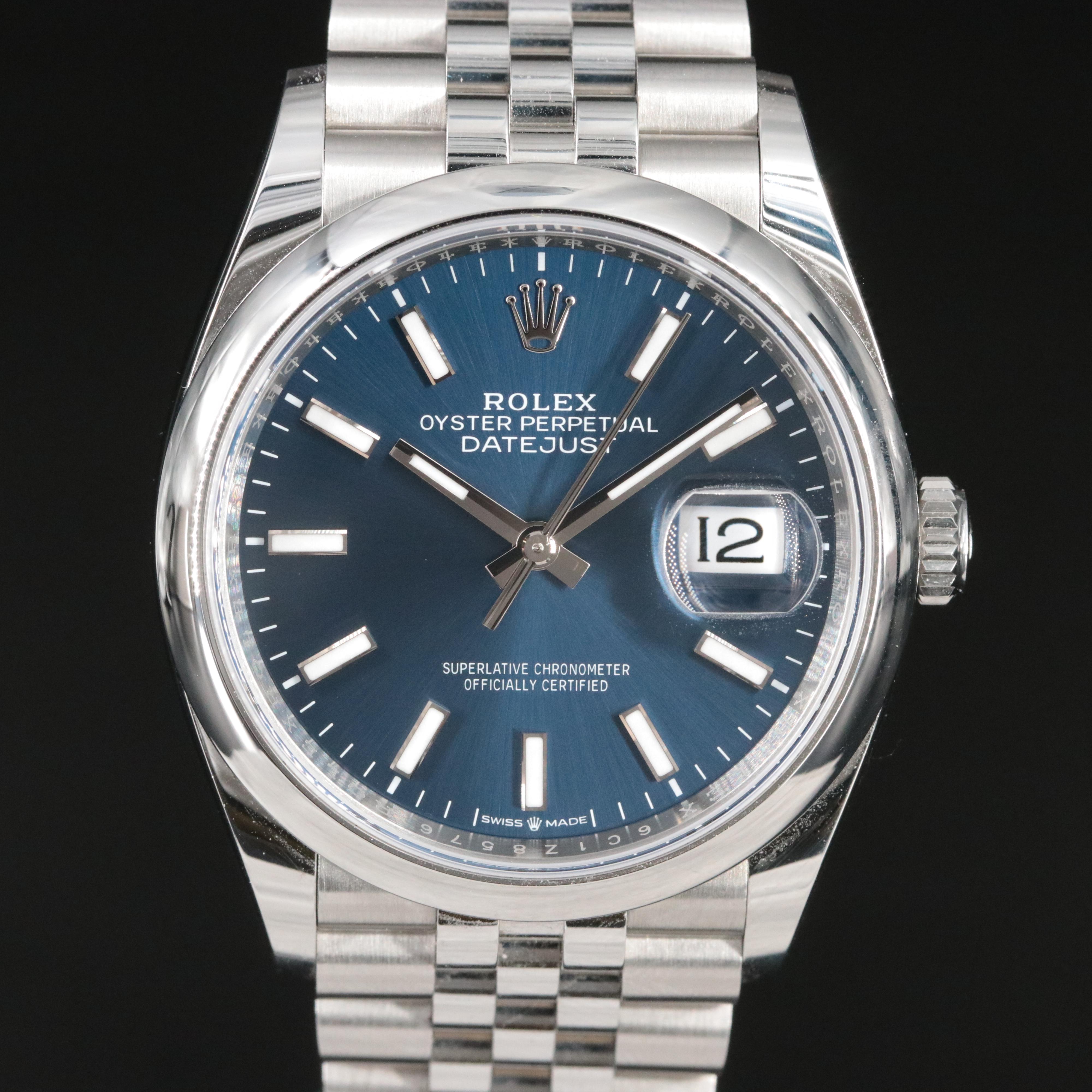 Rolex Datejust 126200 36mm  Blue Index Dial Watch