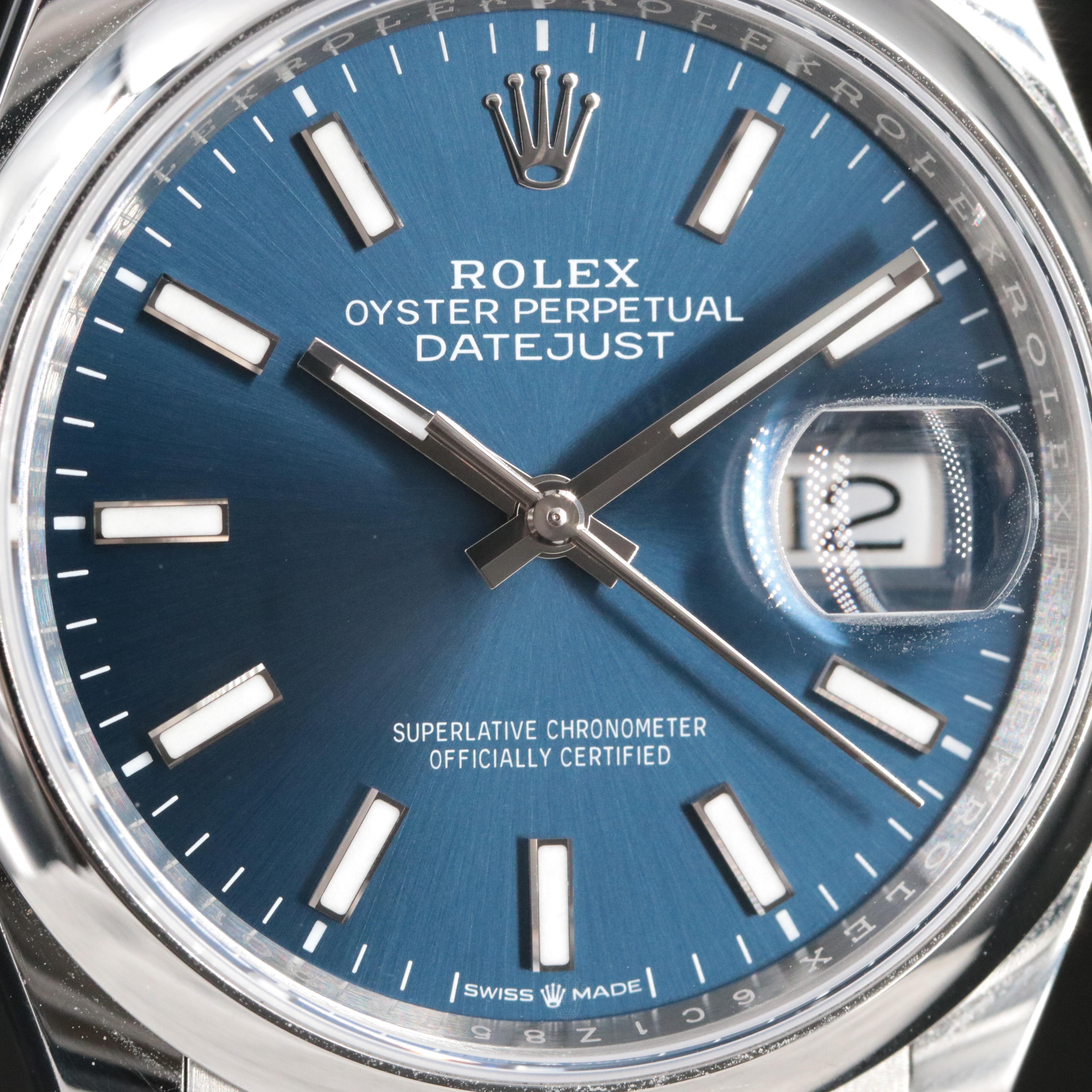 Rolex Datejust 126200 36mm  Blue Index Dial Watch