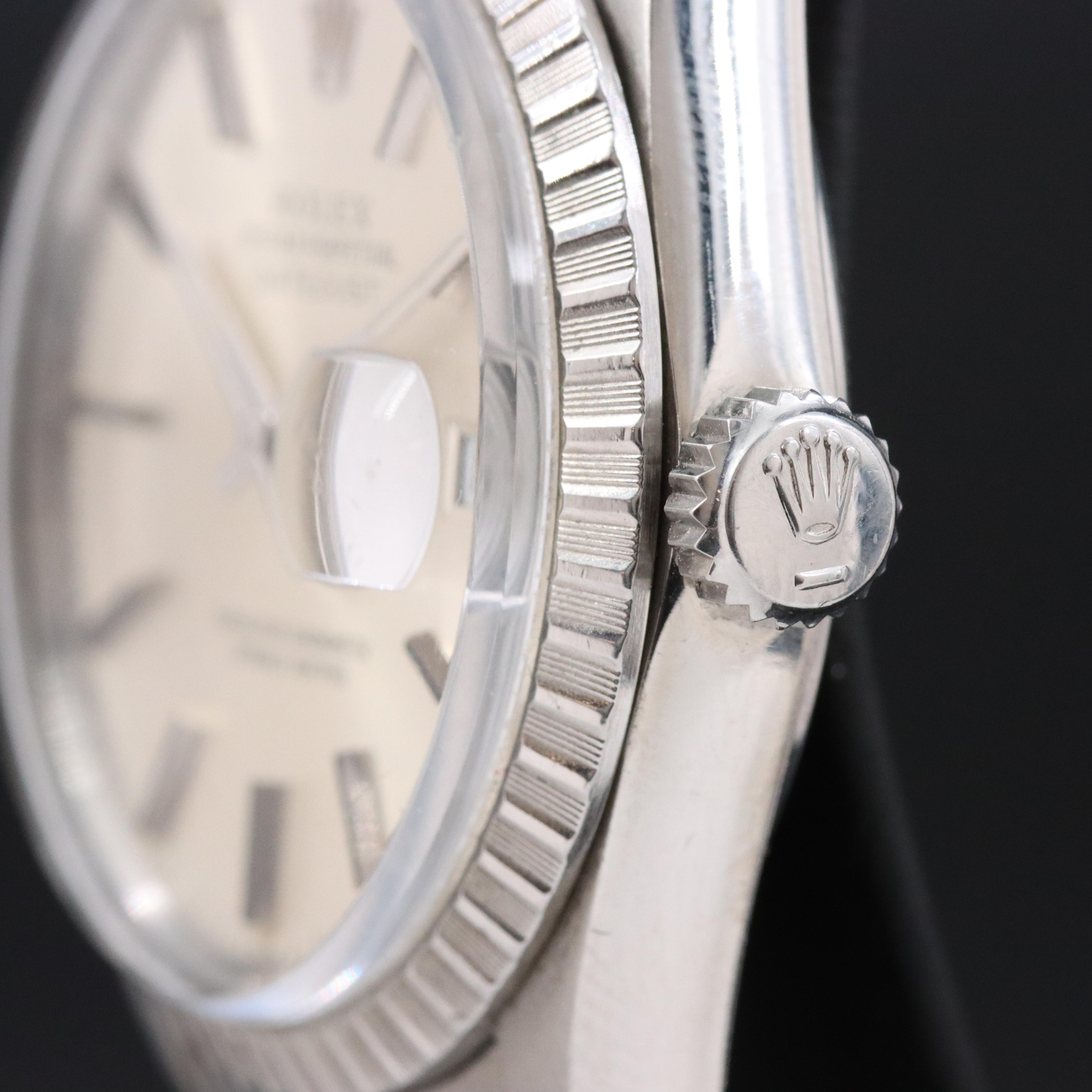 Rolex Datejust 16030 Engine Turned Bezel Silver 36mm Steel Automatic Watch 1984