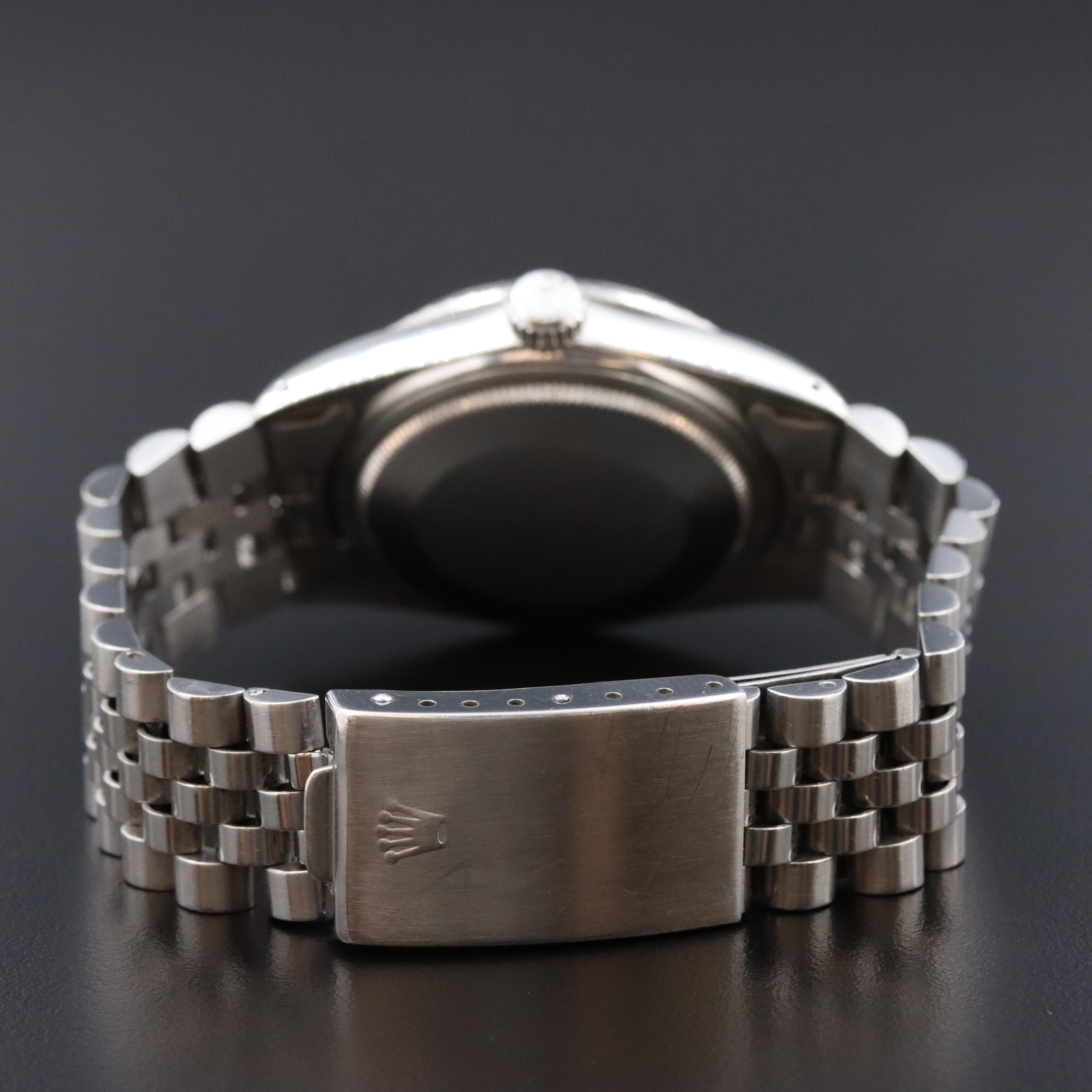 Rolex Datejust 16030 Engine Turned Bezel Silver 36mm Steel Automatic Watch 1984